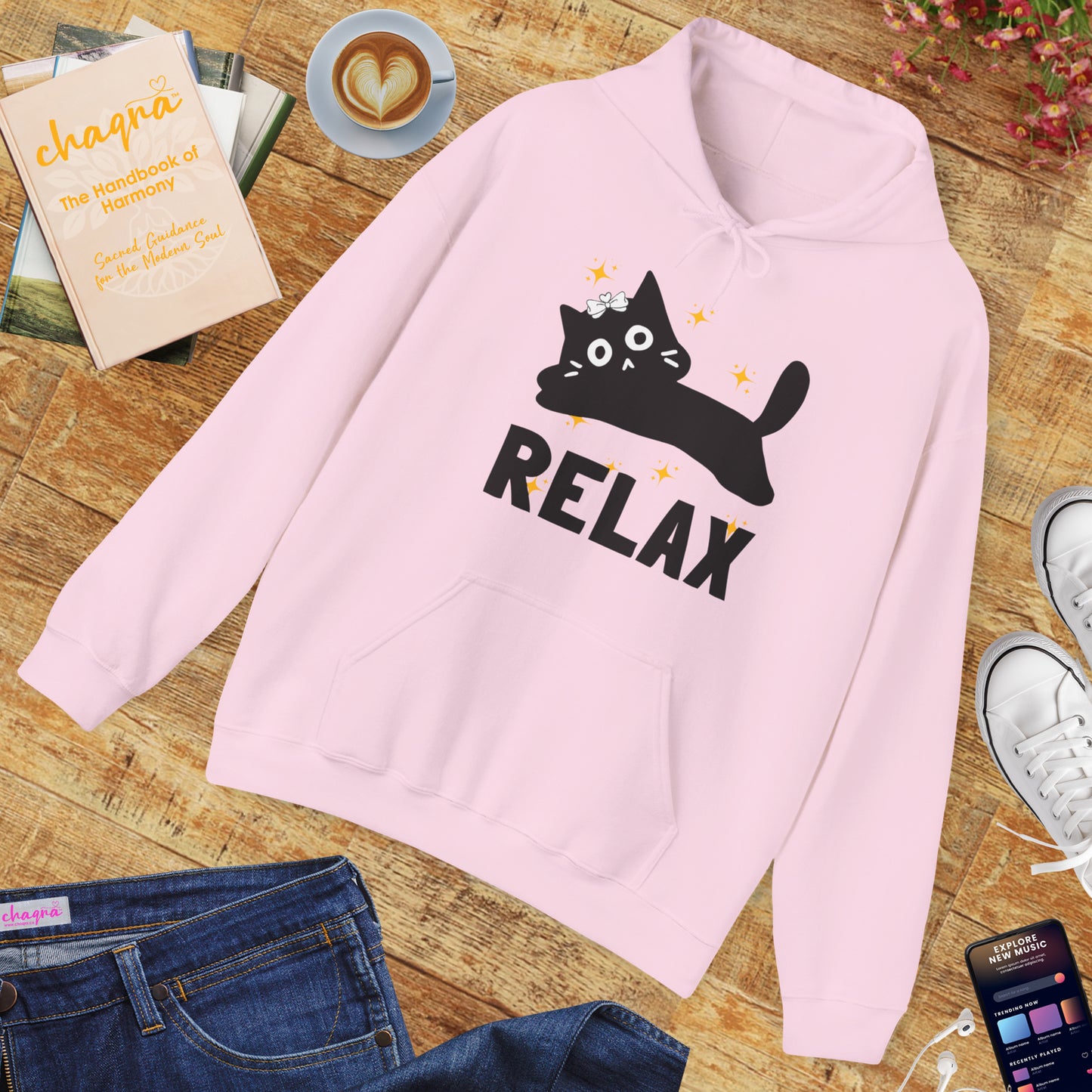 🐱Relax Hoodie — Trust the Divine, Live Like a Cat: Stay In the Moment✨🌿