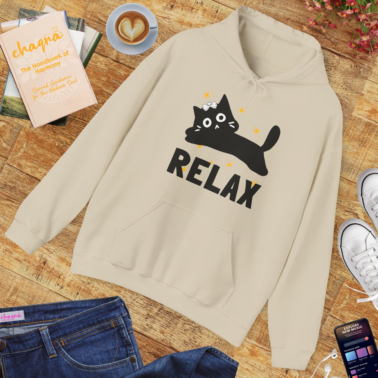 🐱Relax Hoodie — Trust the Divine, Live Like a Cat: Stay In the Moment✨🌿