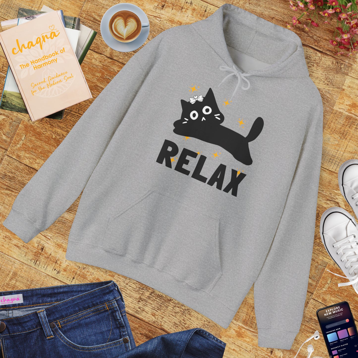 🐱Relax Hoodie — Trust the Divine, Live Like a Cat: Stay In the Moment✨🌿