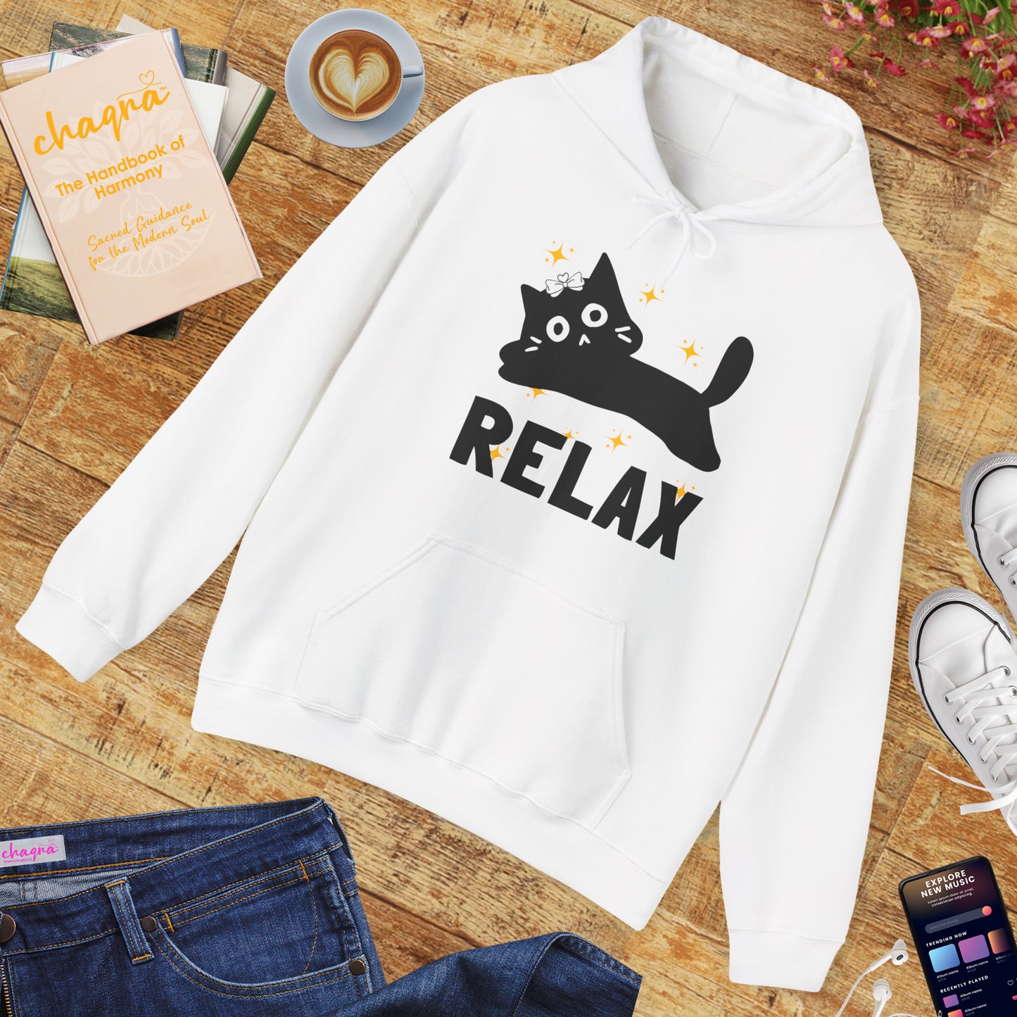 🐱Relax Hoodie — Trust the Divine, Live Like a Cat: Stay In the Moment✨🌿