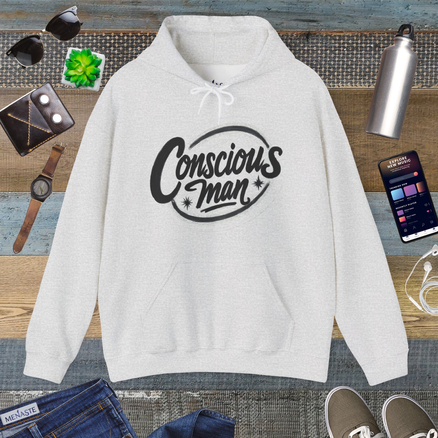 🜁 Menaste "CONSCIOUS MAN" — Embodied Awareness Hoodie
