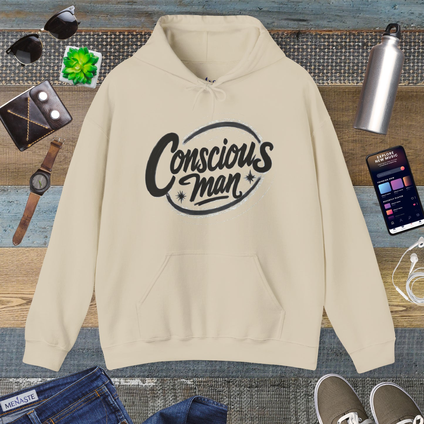 🜁 Menaste "CONSCIOUS MAN" — Embodied Awareness Hoodie