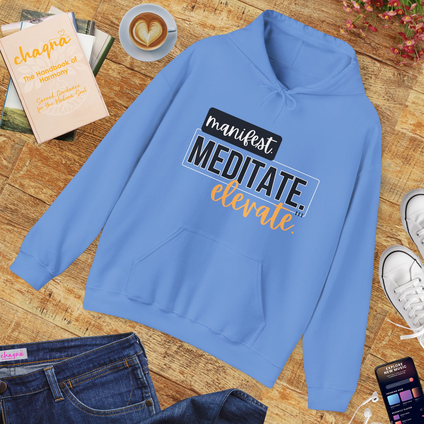 ✨Manifest. Meditate. Elevate. Hoodie – A Wearable Mantra for Mindful Living🌿