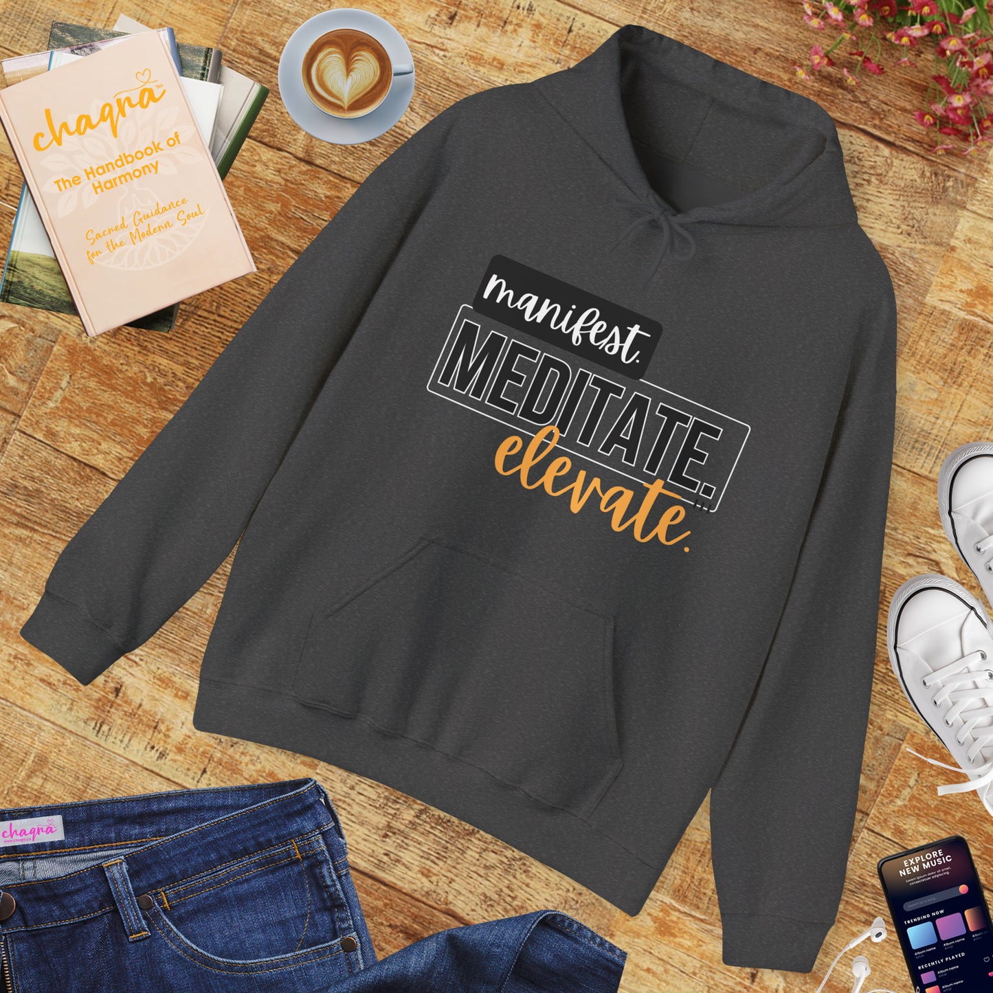 ✨Manifest. Meditate. Elevate. Hoodie – A Wearable Mantra for Mindful Living🌿