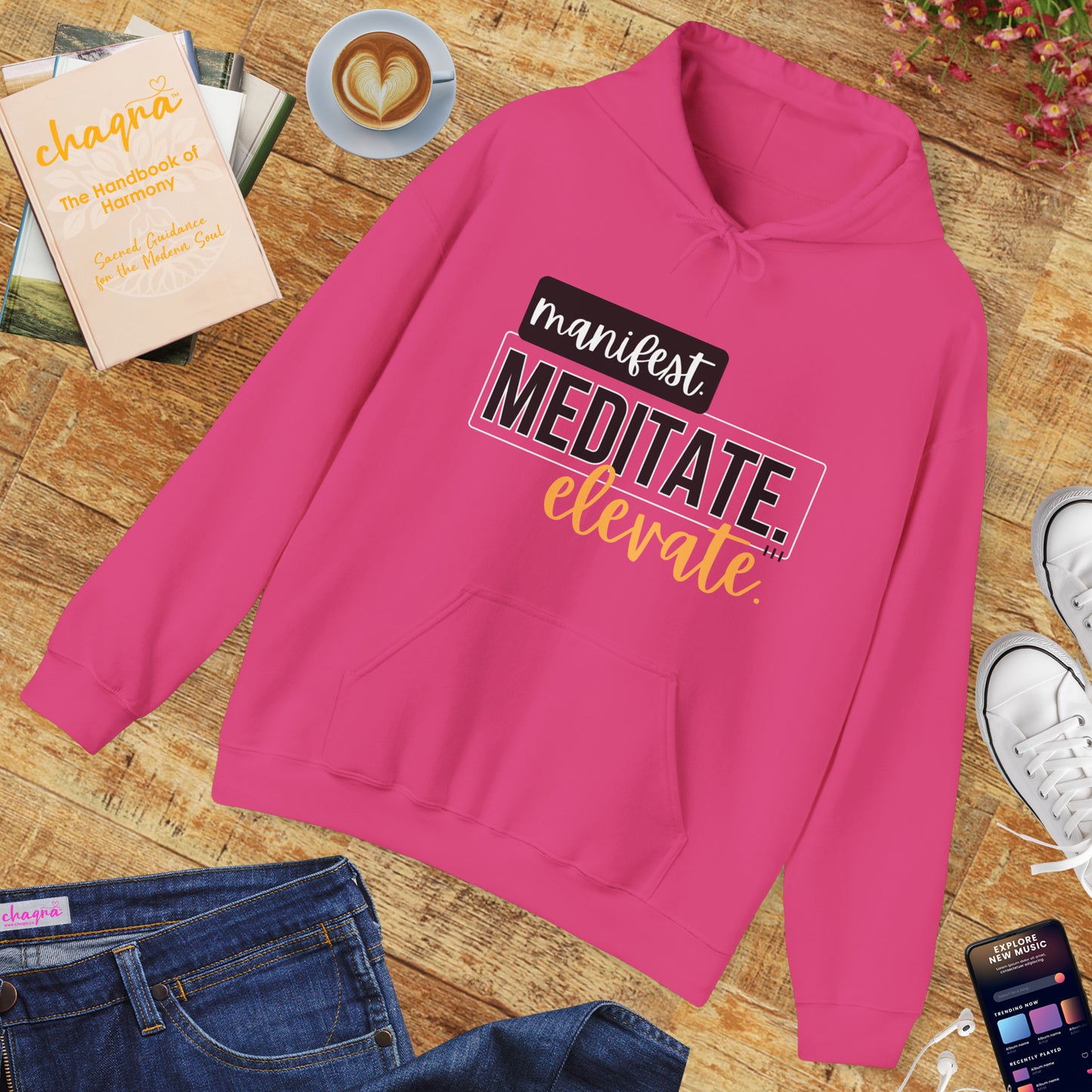 ✨Manifest. Meditate. Elevate. Hoodie – A Wearable Mantra for Mindful Living🌿