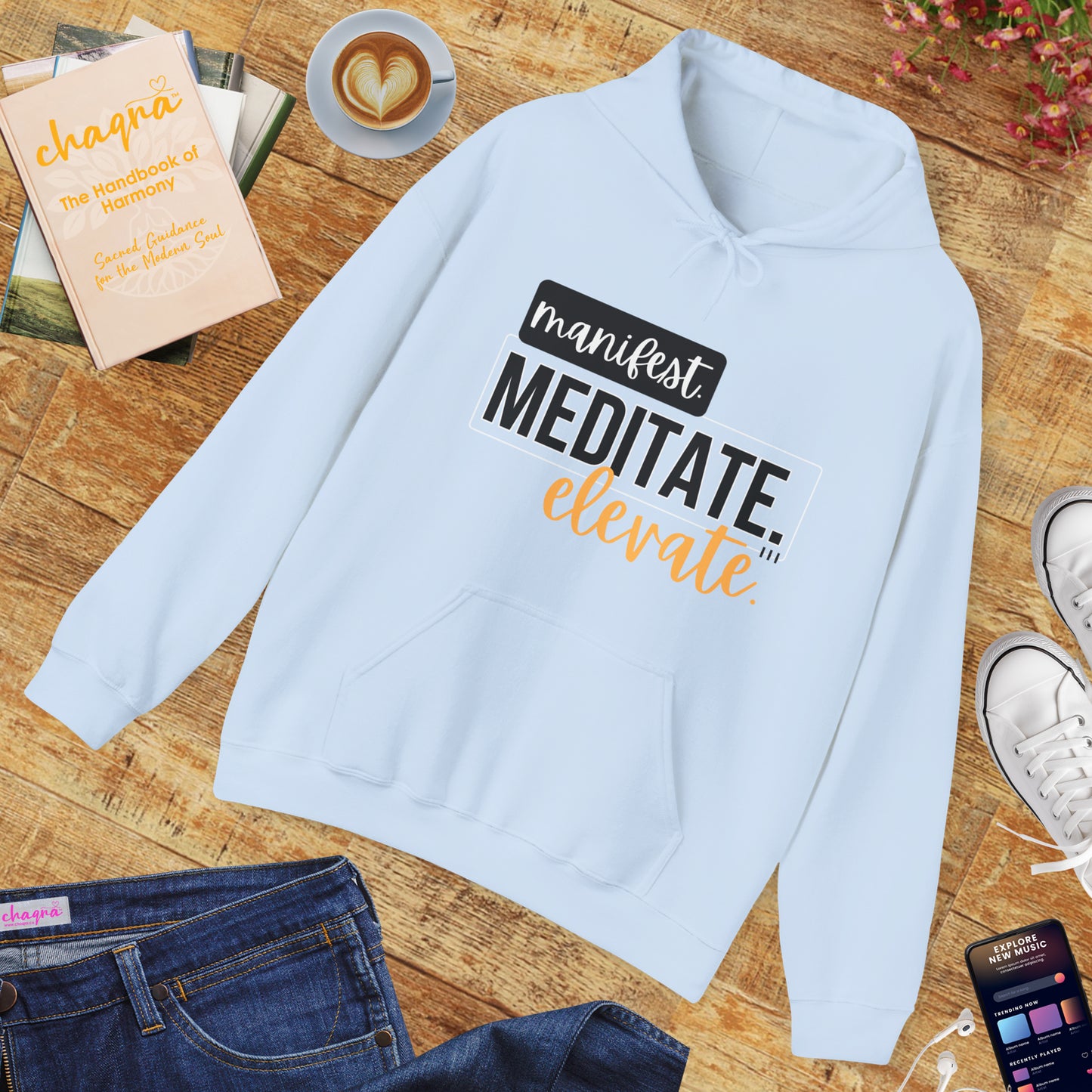 ✨Manifest. Meditate. Elevate. Hoodie – A Wearable Mantra for Mindful Living🌿