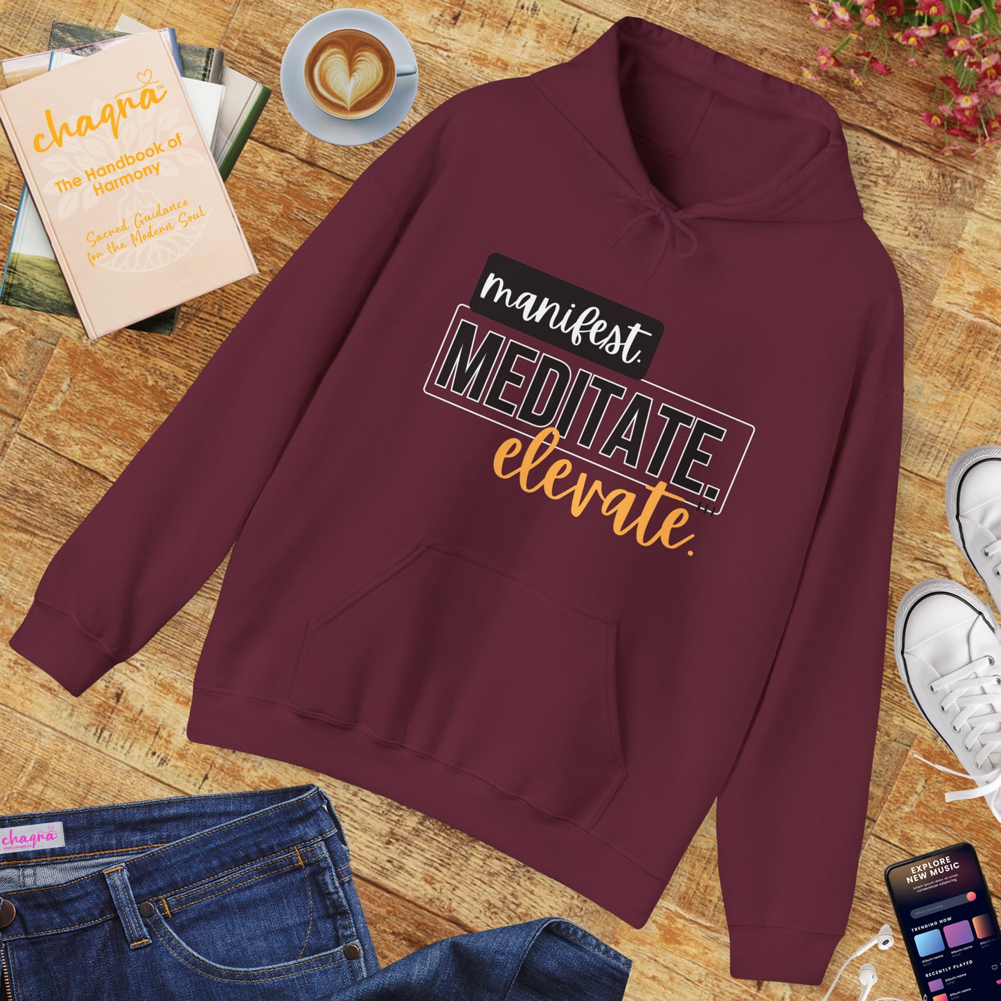 ✨Manifest. Meditate. Elevate. Hoodie – A Wearable Mantra for Mindful Living🌿