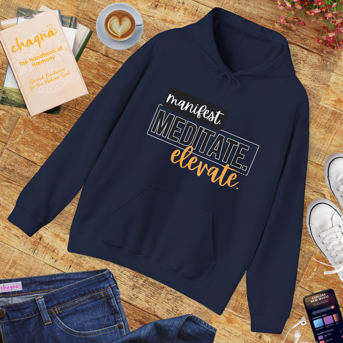 ✨Manifest. Meditate. Elevate. Hoodie – A Wearable Mantra for Mindful Living🌿