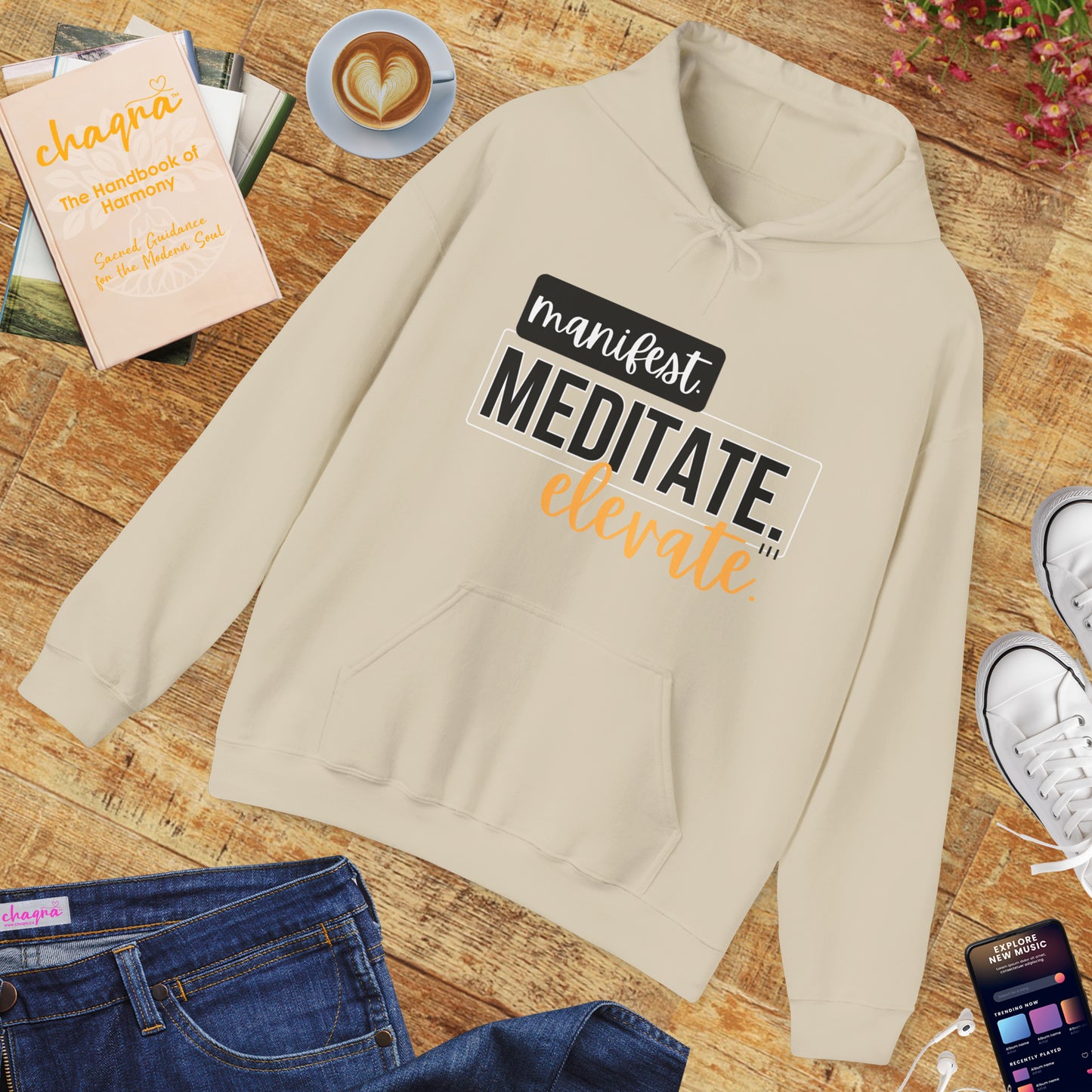 ✨Manifest. Meditate. Elevate. Hoodie – A Wearable Mantra for Mindful Living🌿