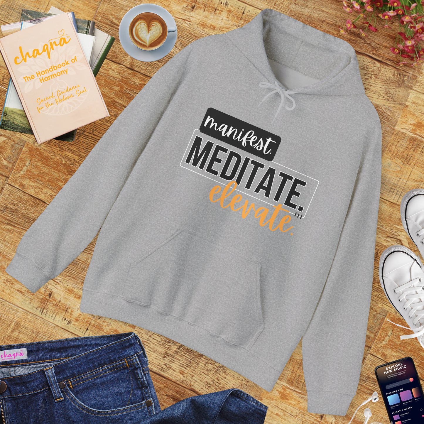 ✨Manifest. Meditate. Elevate. Hoodie – A Wearable Mantra for Mindful Living🌿