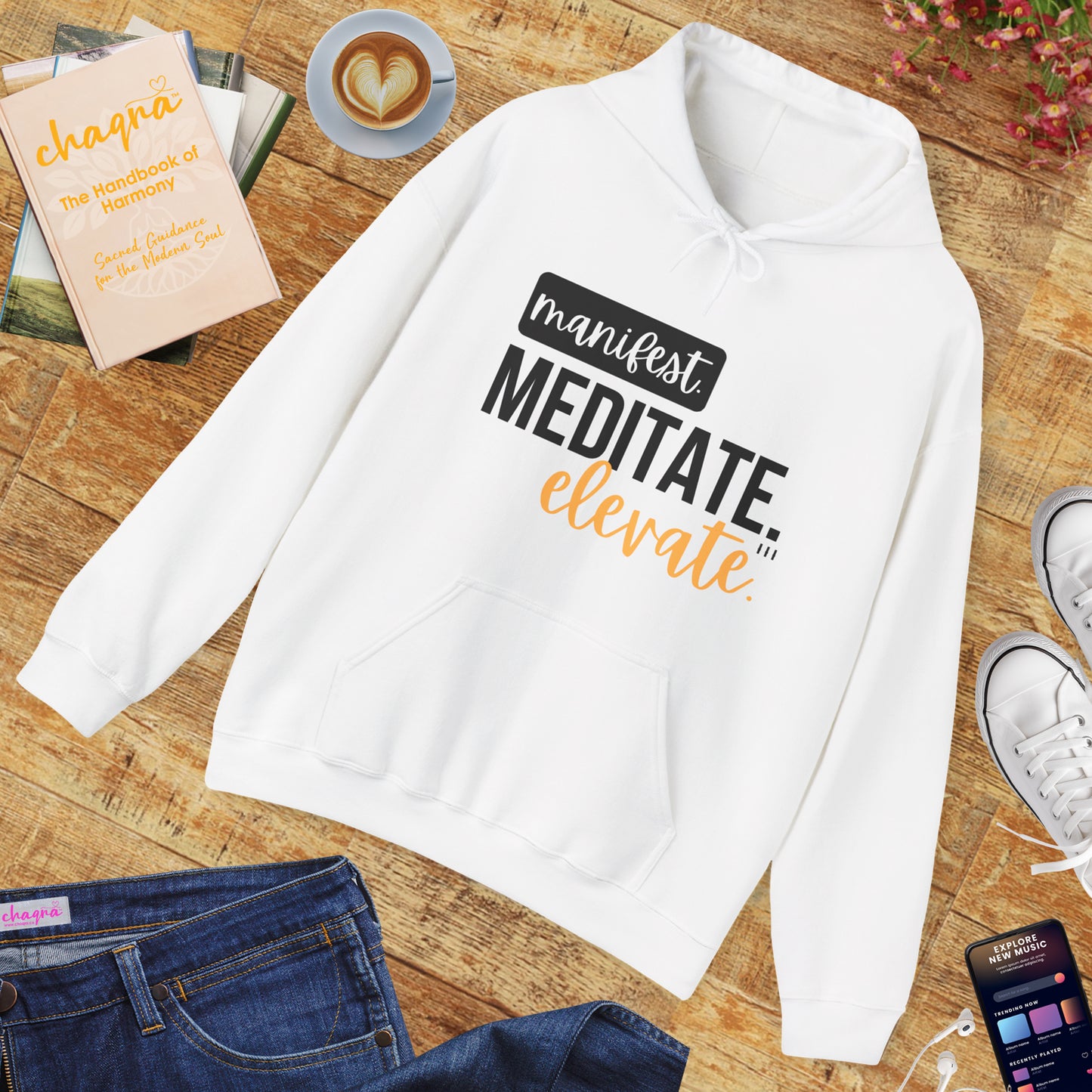 ✨Manifest. Meditate. Elevate. Hoodie – A Wearable Mantra for Mindful Living🌿
