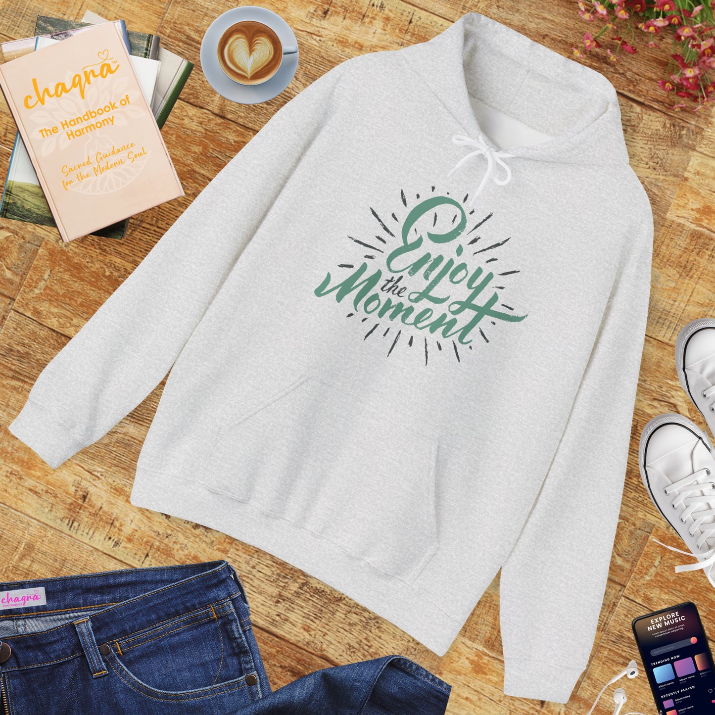 ✨Enjoy the Moment Hoodie – Mindful Living, Spiritual Comfort🌿🕊️✨