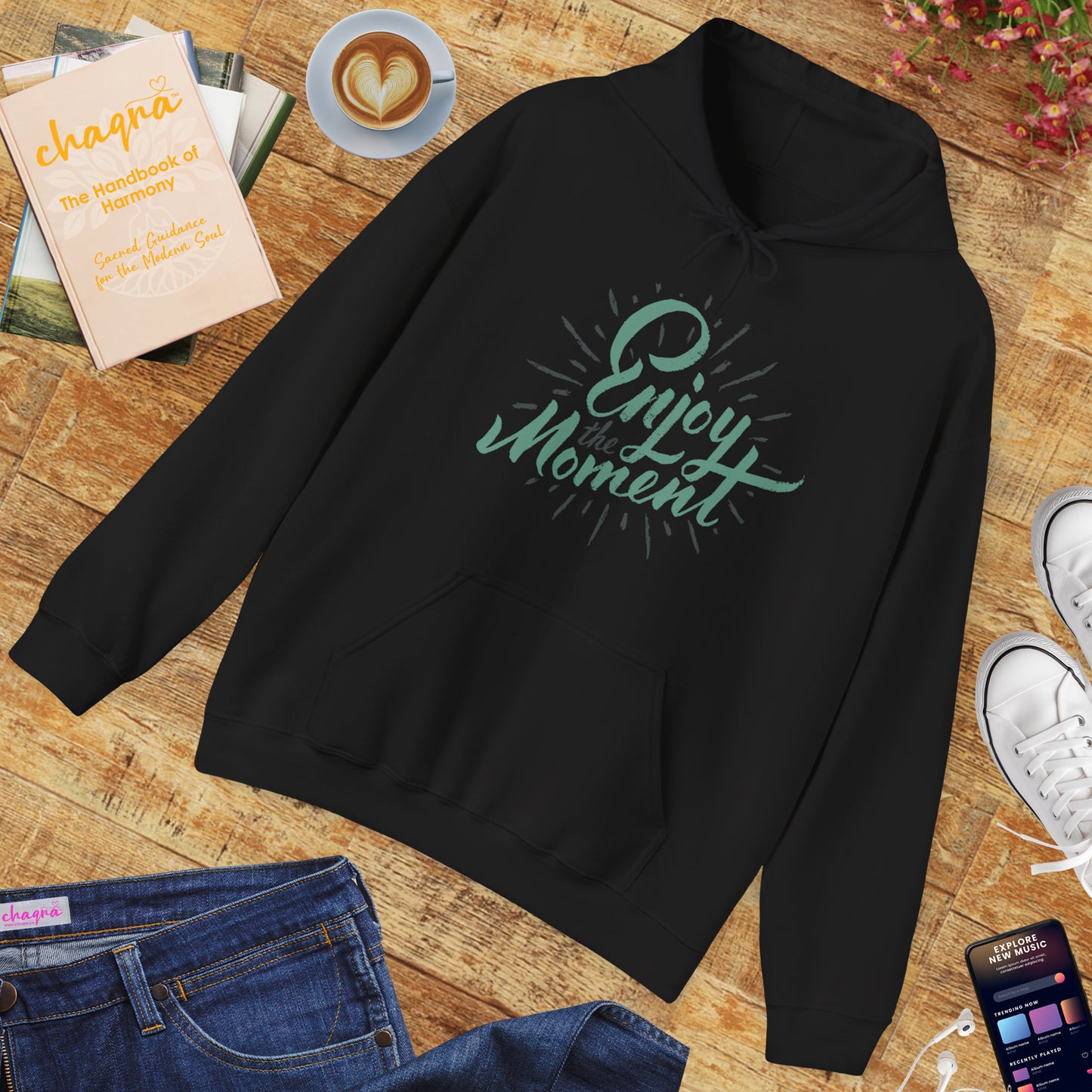 ✨Enjoy the Moment Hoodie – Mindful Living, Spiritual Comfort🌿🕊️✨