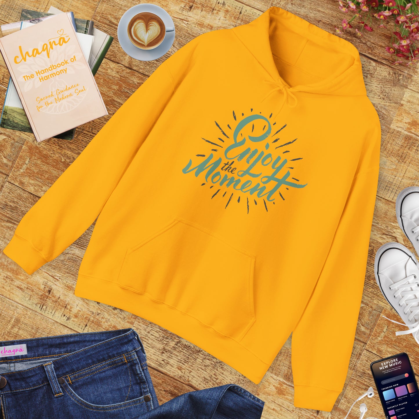 ✨Enjoy the Moment Hoodie – Mindful Living, Spiritual Comfort🌿🕊️✨