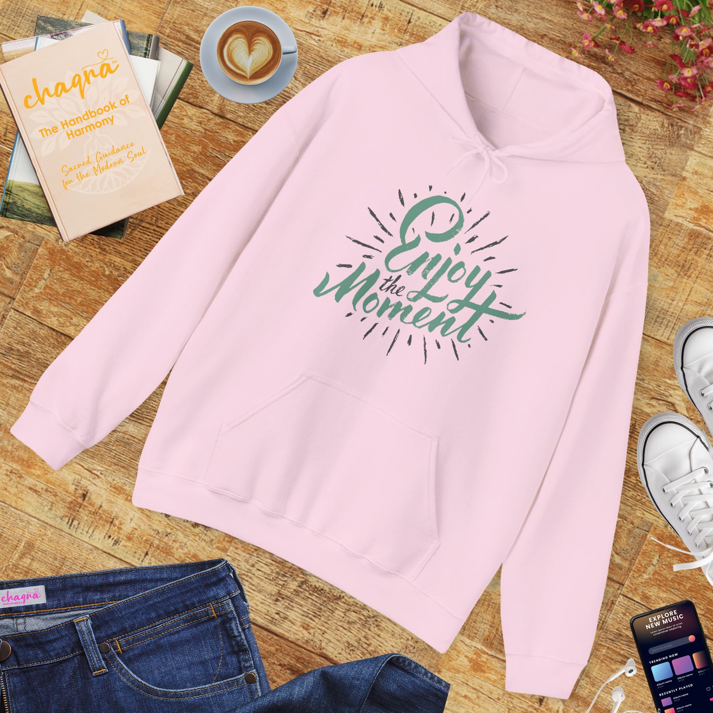 ✨Enjoy the Moment Hoodie – Mindful Living, Spiritual Comfort🌿🕊️✨