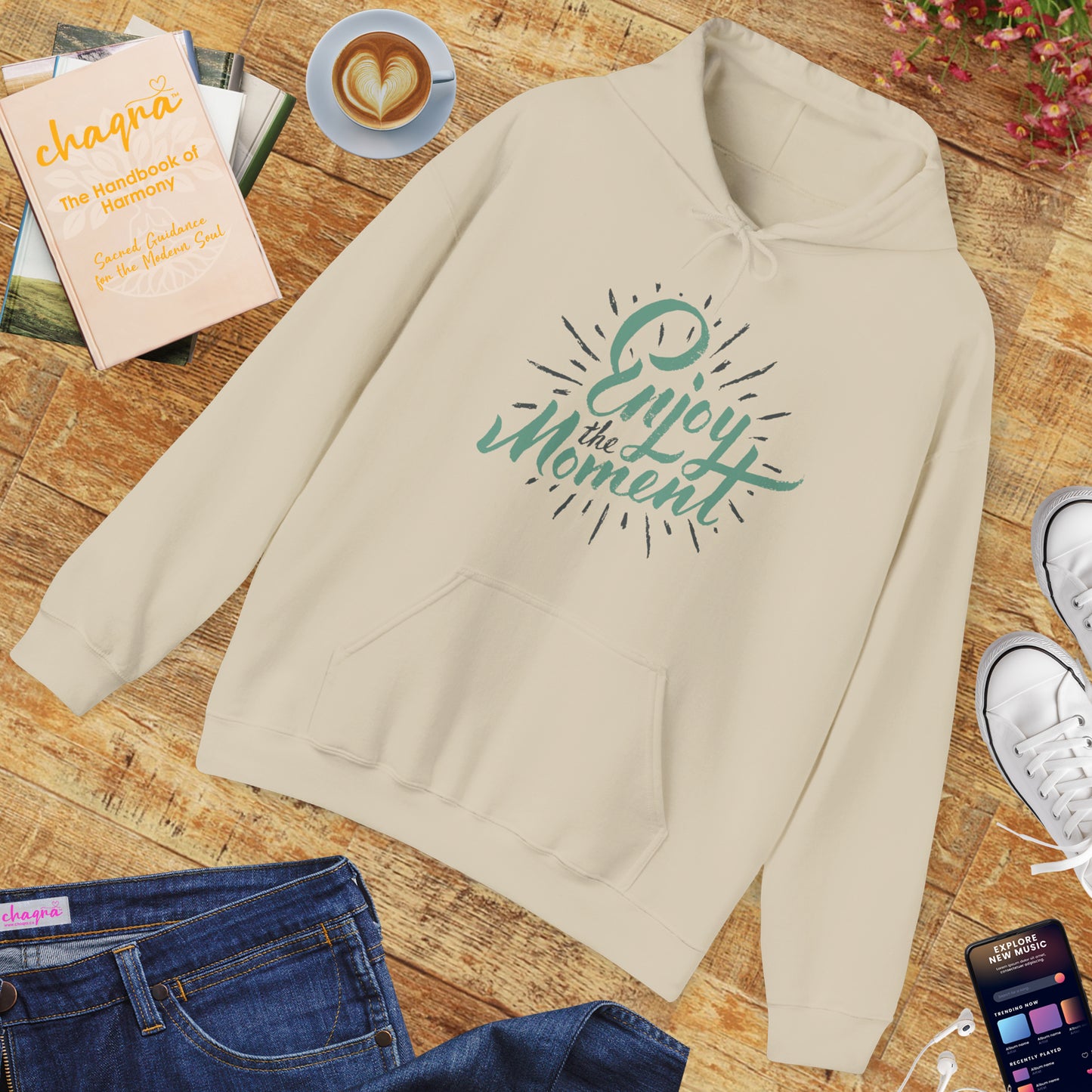 ✨Enjoy the Moment Hoodie – Mindful Living, Spiritual Comfort🌿🕊️✨