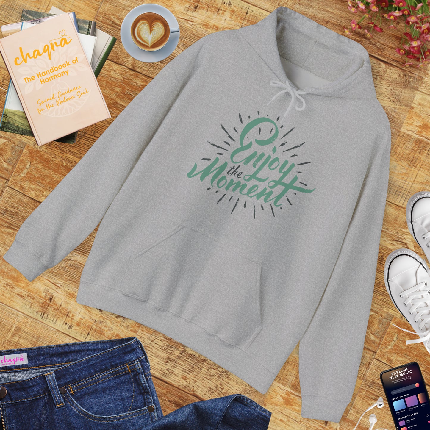 ✨Enjoy the Moment Hoodie – Mindful Living, Spiritual Comfort🌿🕊️✨