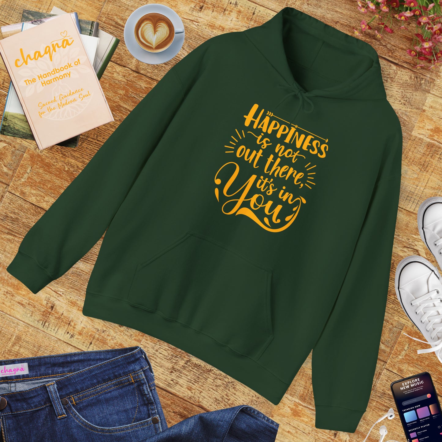 Happiness Is Within Hoodie – Mindful Comfort & Inner Joy🌿🌞✨