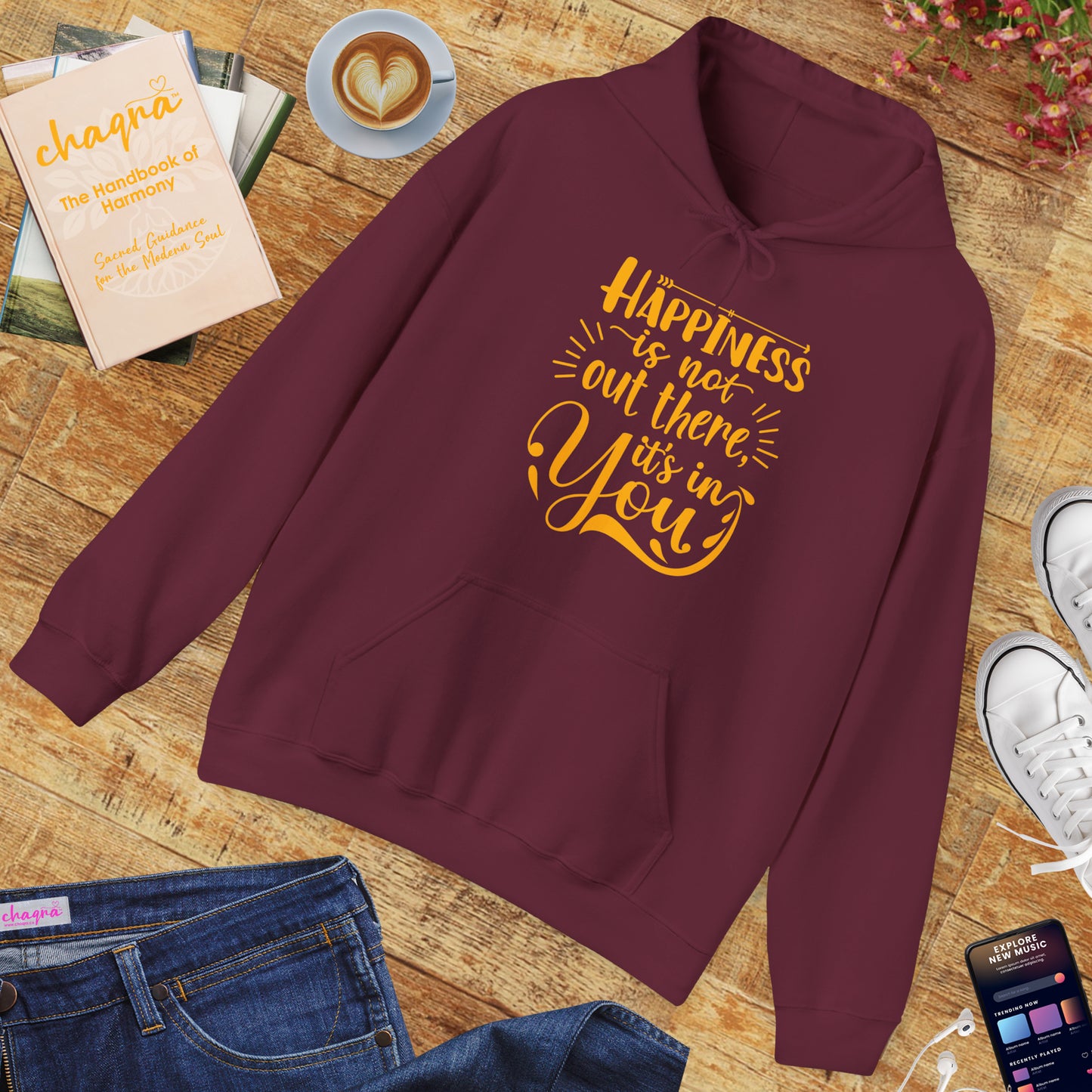 Happiness Is Within Hoodie – Mindful Comfort & Inner Joy🌿🌞✨