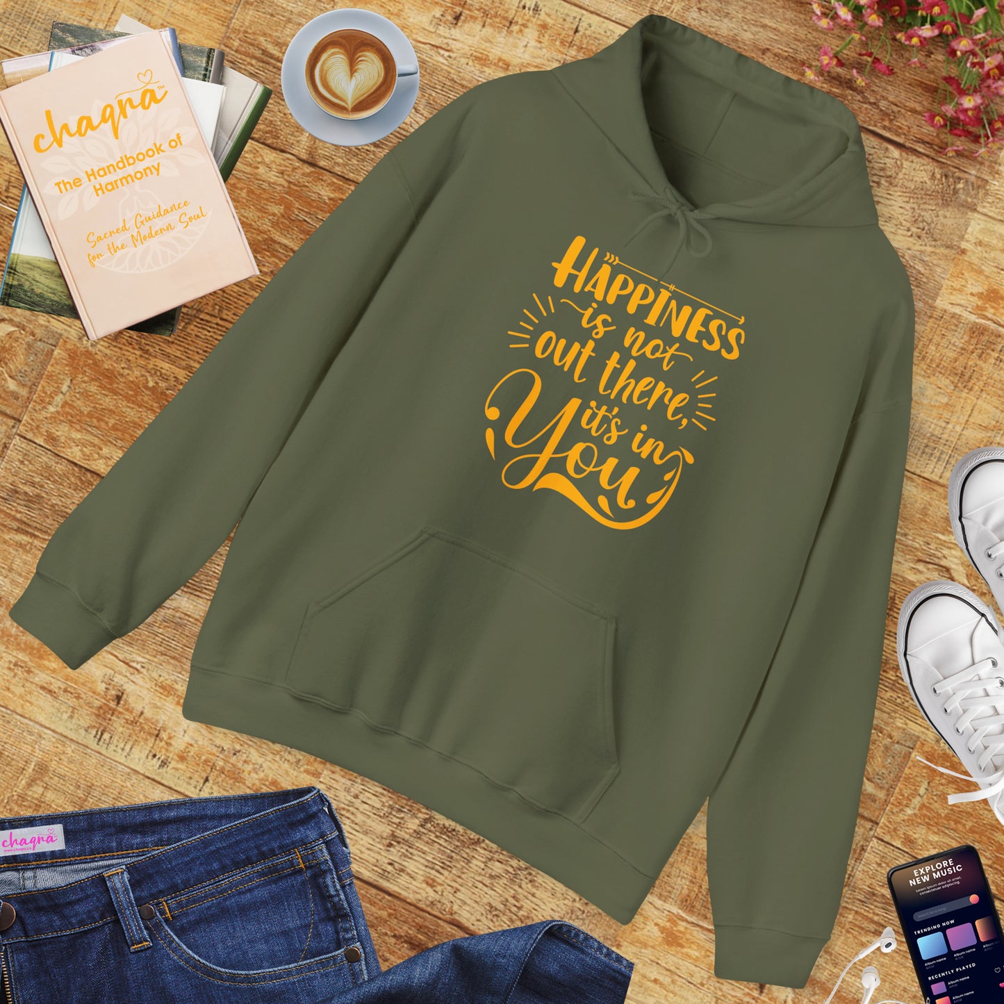 Happiness Is Within Hoodie – Mindful Comfort & Inner Joy🌿🌞✨