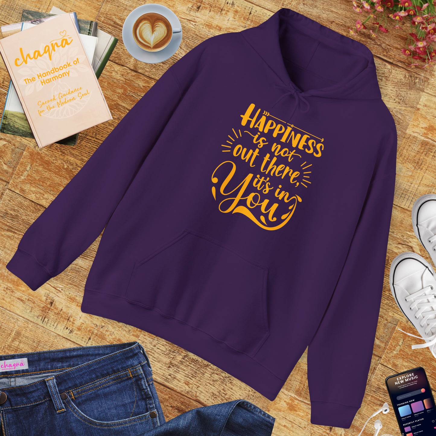 Happiness Is Within Hoodie – Mindful Comfort & Inner Joy🌿🌞✨