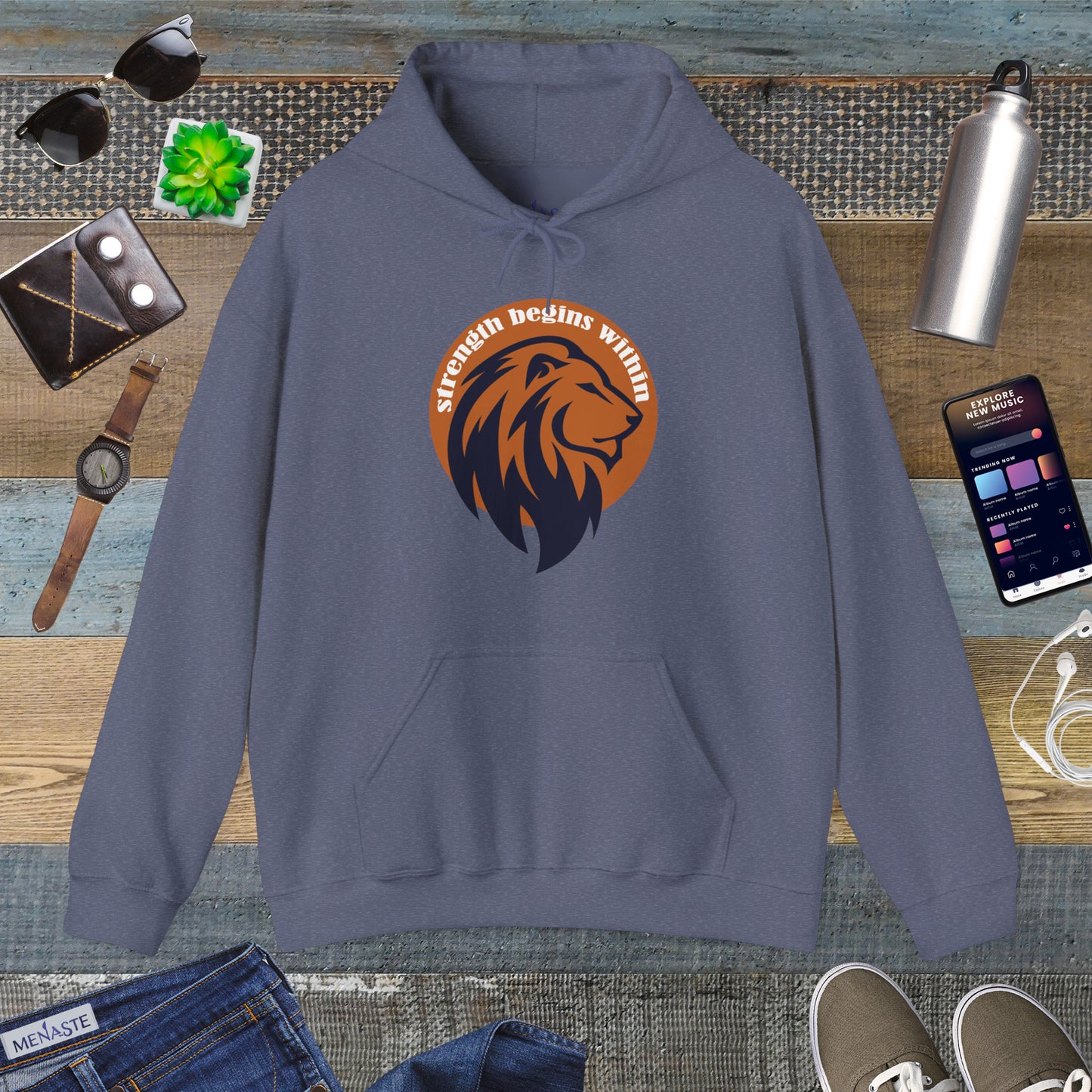 🔥🦁 “Strength Begins Within” — Menaste Lion Sigil Hoodie