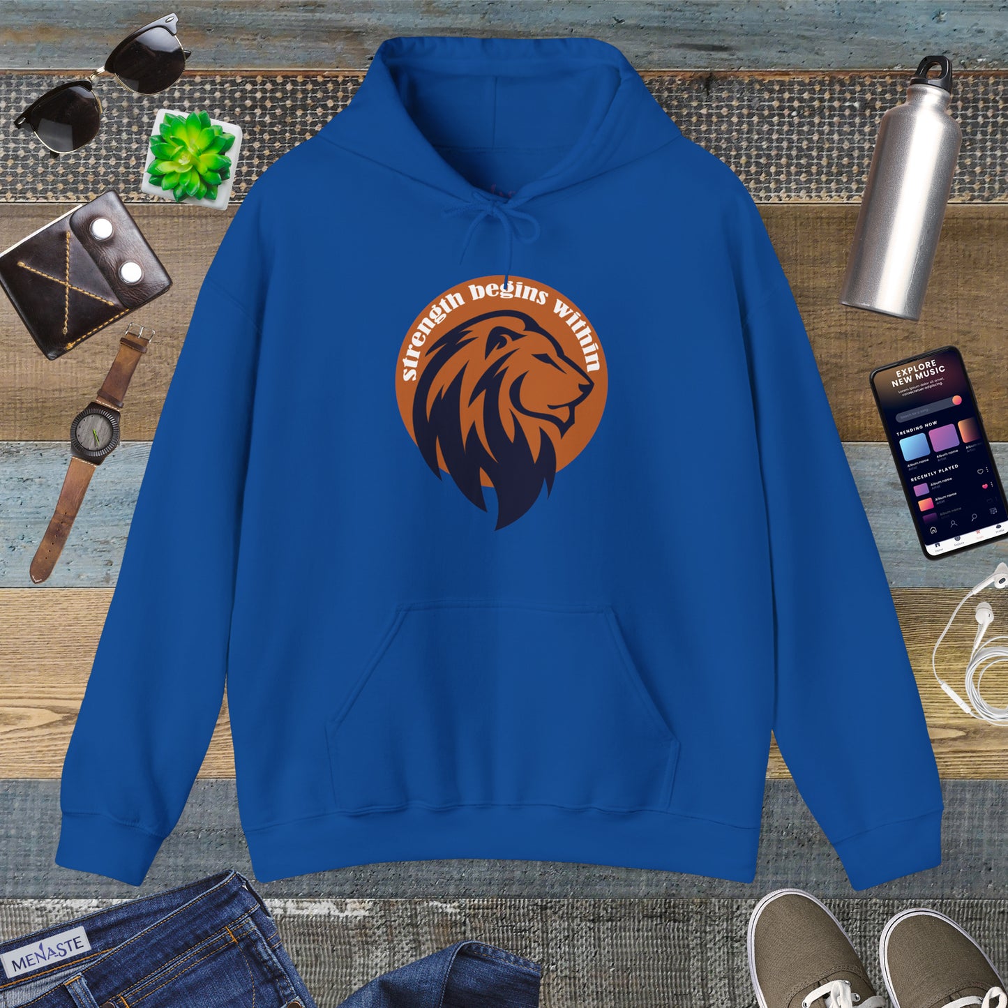 🔥🦁 “Strength Begins Within” — Menaste Lion Sigil Hoodie