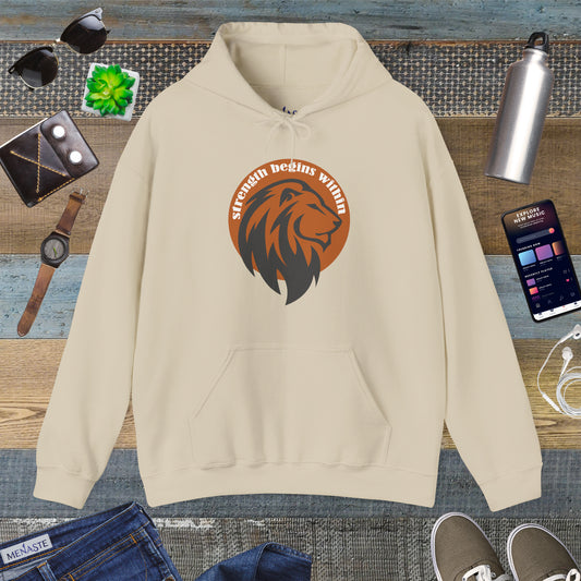 🔥🦁 “Strength Begins Within” — Menaste Lion Sigil Hoodie