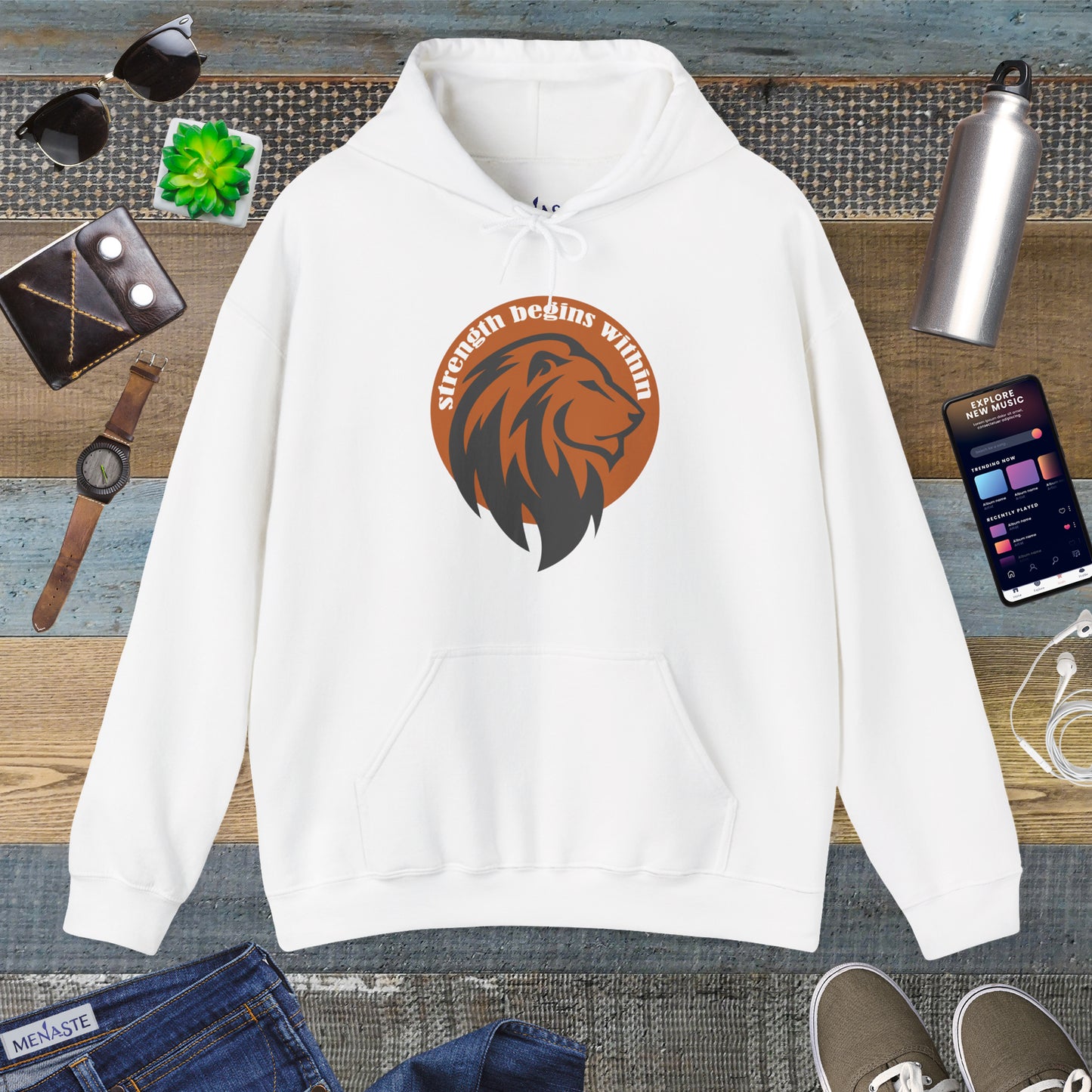 🔥🦁 “Strength Begins Within” — Menaste Lion Sigil Hoodie