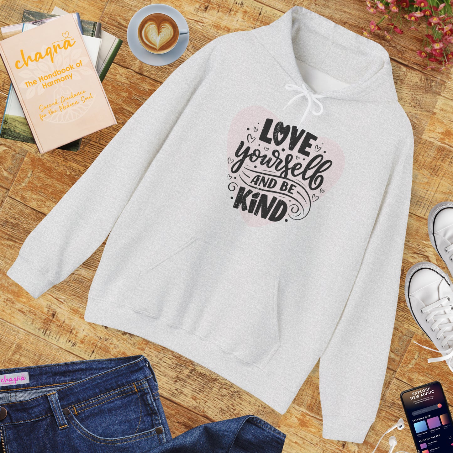 💗Love Yourself & Be Kind Hoodie — A Cozy Reminder of Compassion 🌸🕊️✨🌿