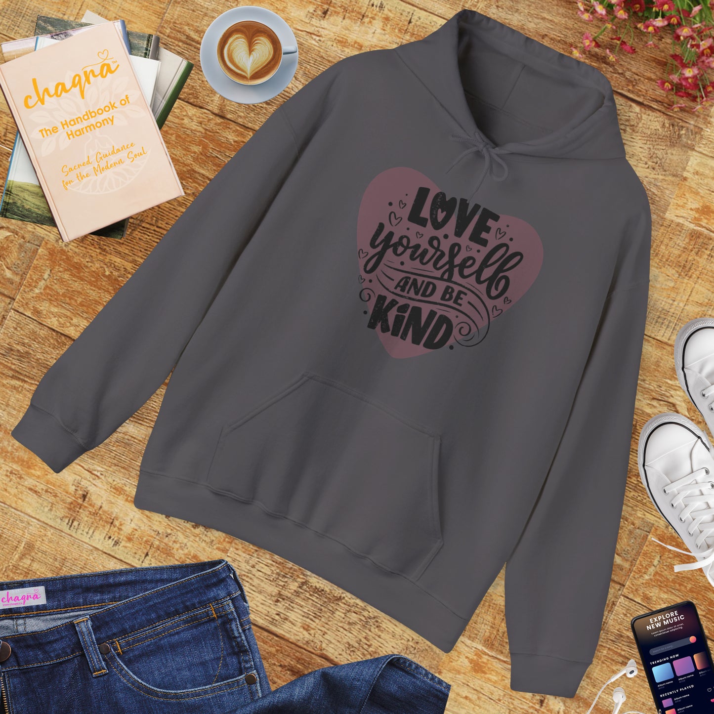 💗Love Yourself & Be Kind Hoodie — A Cozy Reminder of Compassion 🌸🕊️✨🌿