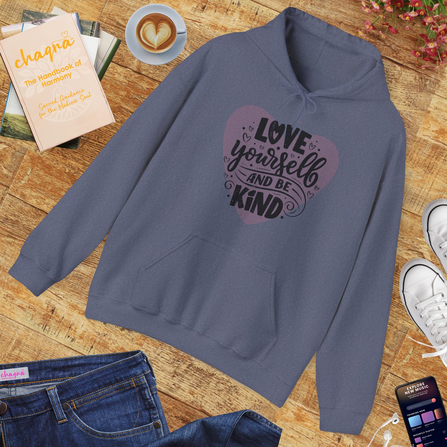 💗Love Yourself & Be Kind Hoodie — A Cozy Reminder of Compassion 🌸🕊️✨🌿