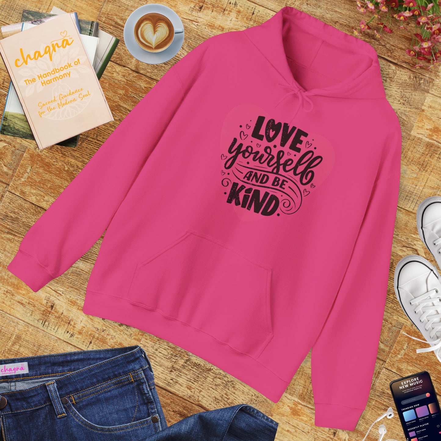 💗Love Yourself & Be Kind Hoodie — A Cozy Reminder of Compassion 🌸🕊️✨🌿