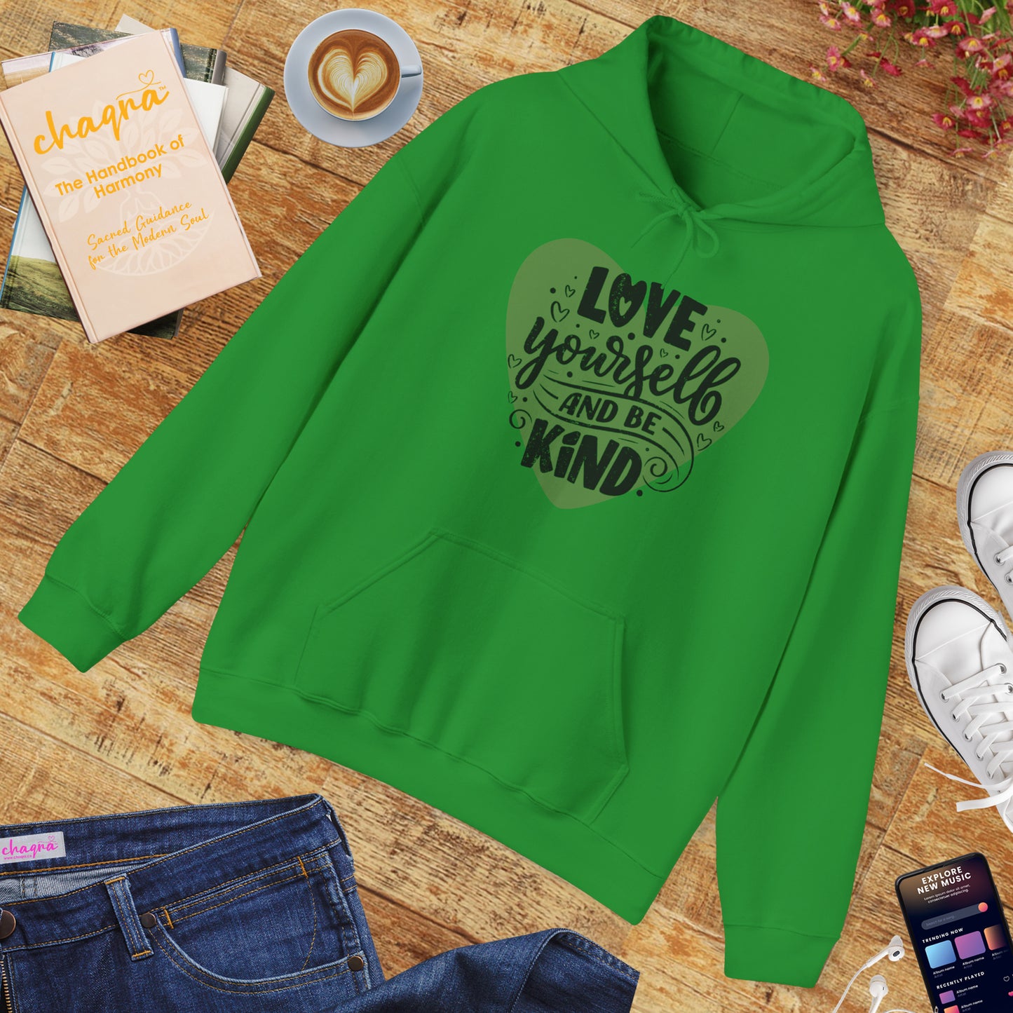 💗Love Yourself & Be Kind Hoodie — A Cozy Reminder of Compassion 🌸🕊️✨🌿