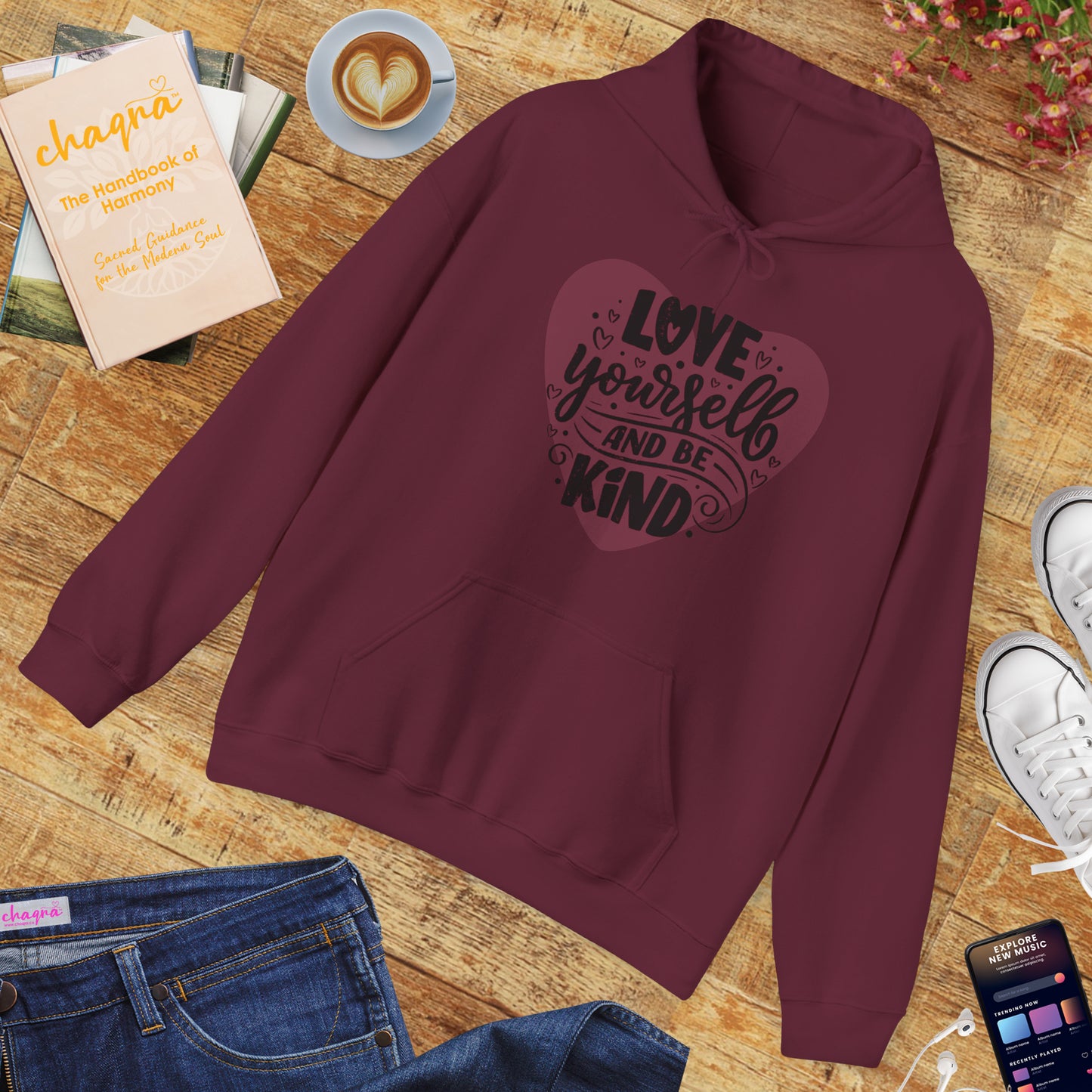 💗Love Yourself & Be Kind Hoodie — A Cozy Reminder of Compassion 🌸🕊️✨🌿