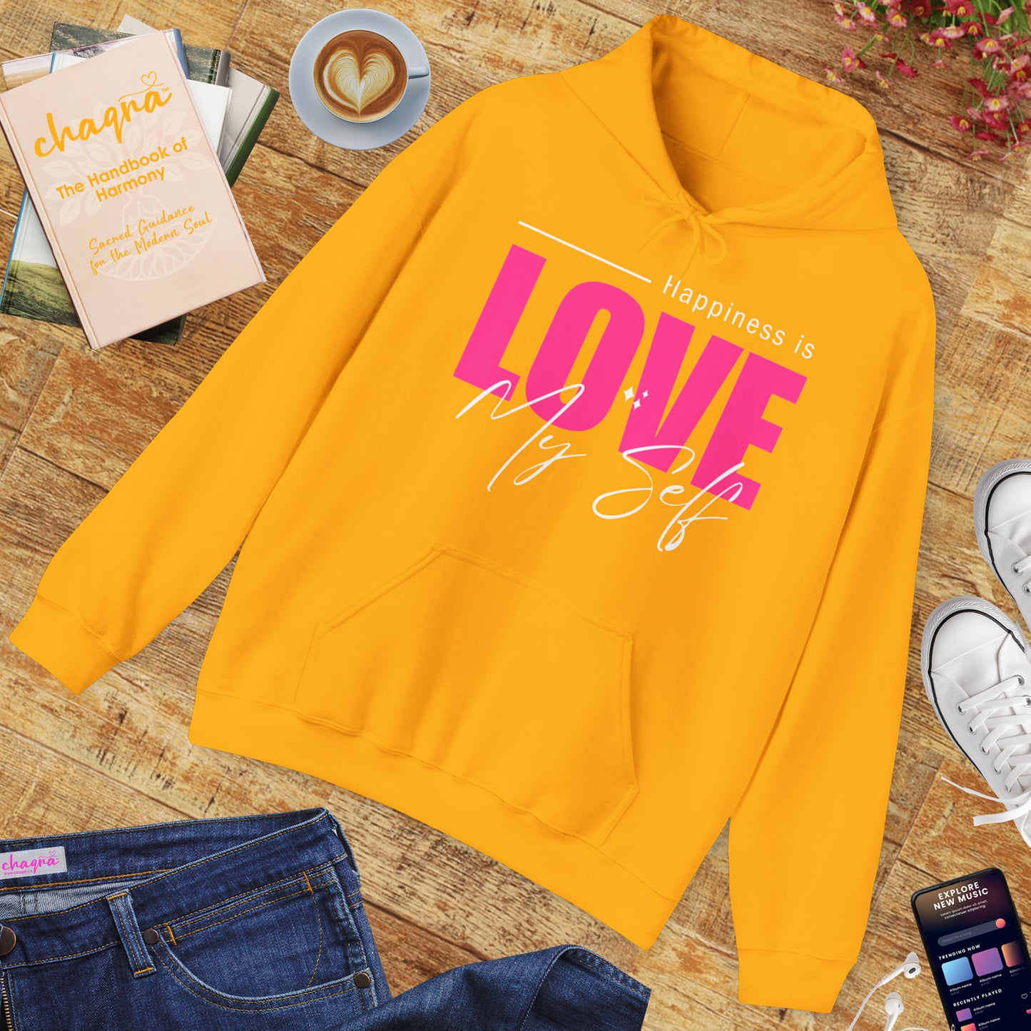 💛🌸Happiness Is Love Myself Hoodie - Wear Your Self-Love Out Loud