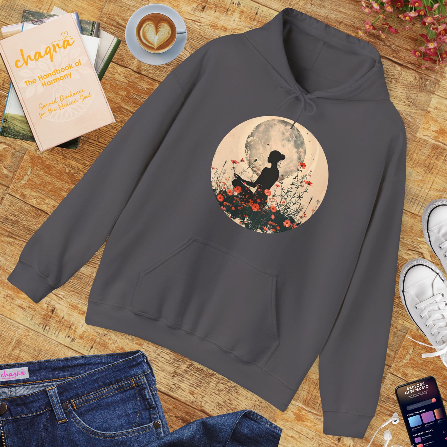 🌕Moonlit Meditation Hoodie – Divine Feminine Stillness & Strength✨🌹🧘🏾‍♀️