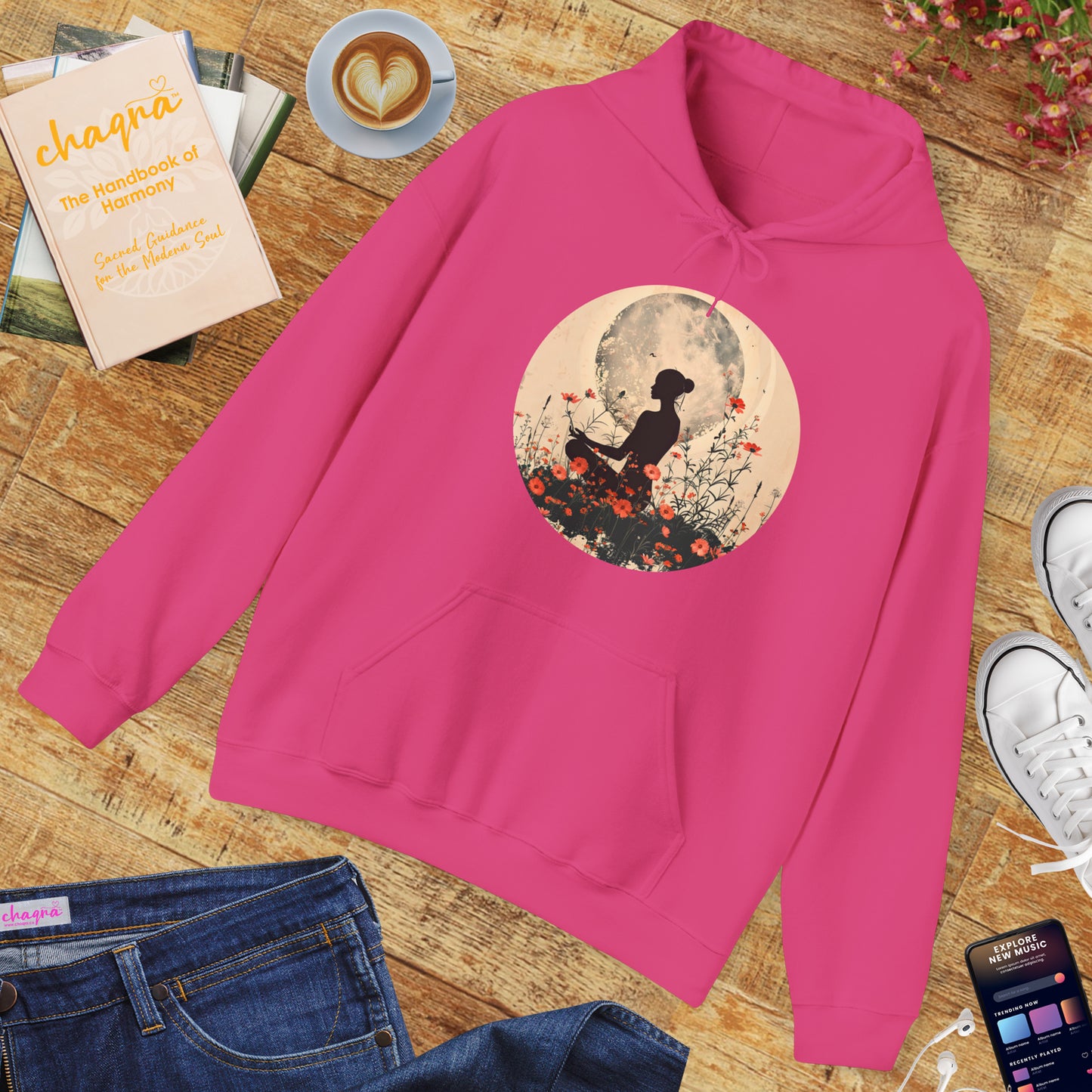 🌕Moonlit Meditation Hoodie – Divine Feminine Stillness & Strength✨🌹🧘🏾‍♀️