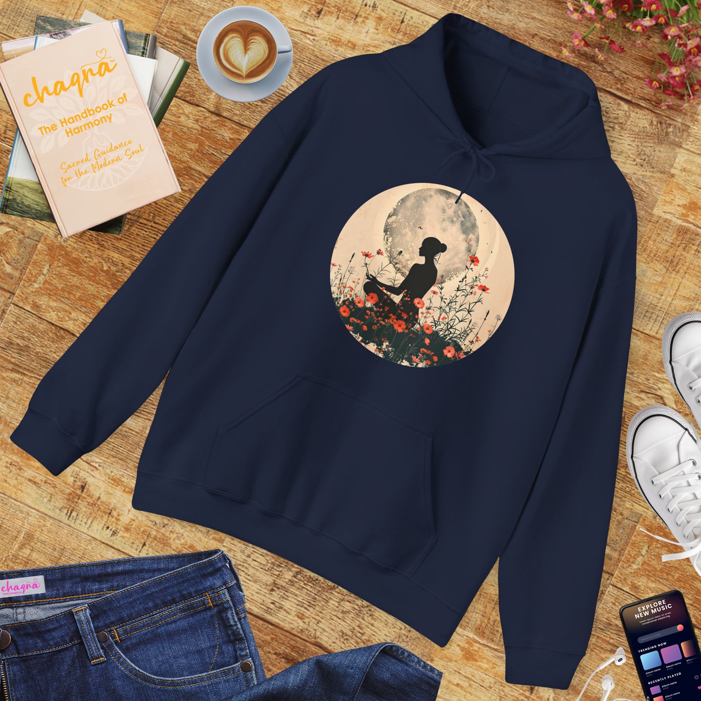 🌕Moonlit Meditation Hoodie – Divine Feminine Stillness & Strength✨🌹🧘🏾‍♀️