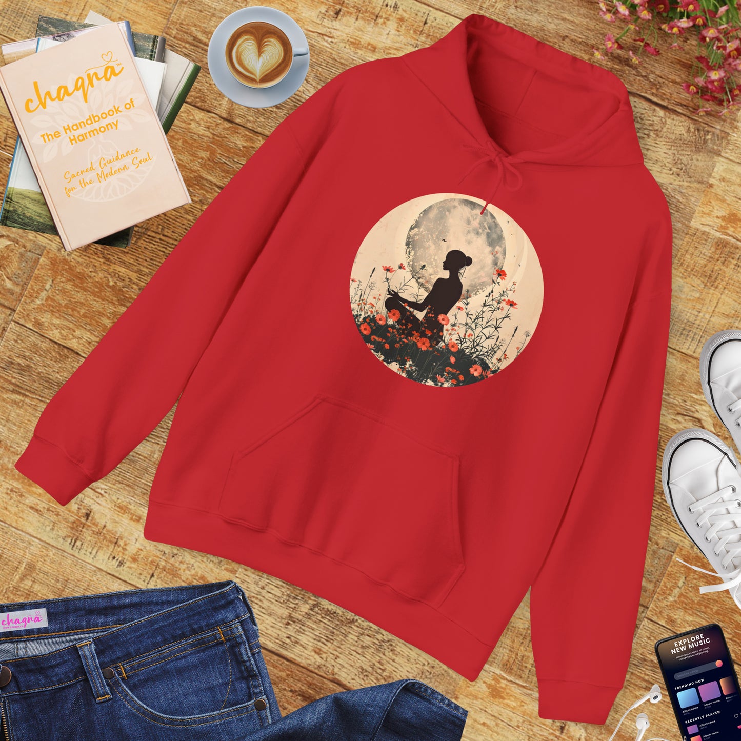 🌕Moonlit Meditation Hoodie – Divine Feminine Stillness & Strength✨🌹🧘🏾‍♀️