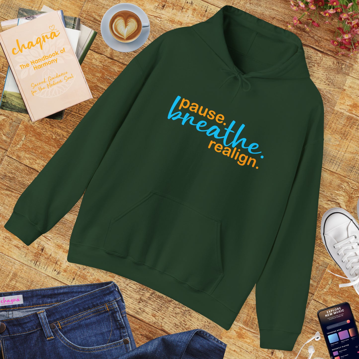 💛Mindful Pause Hooded Sweatshirt - "pause. breathe. realign."