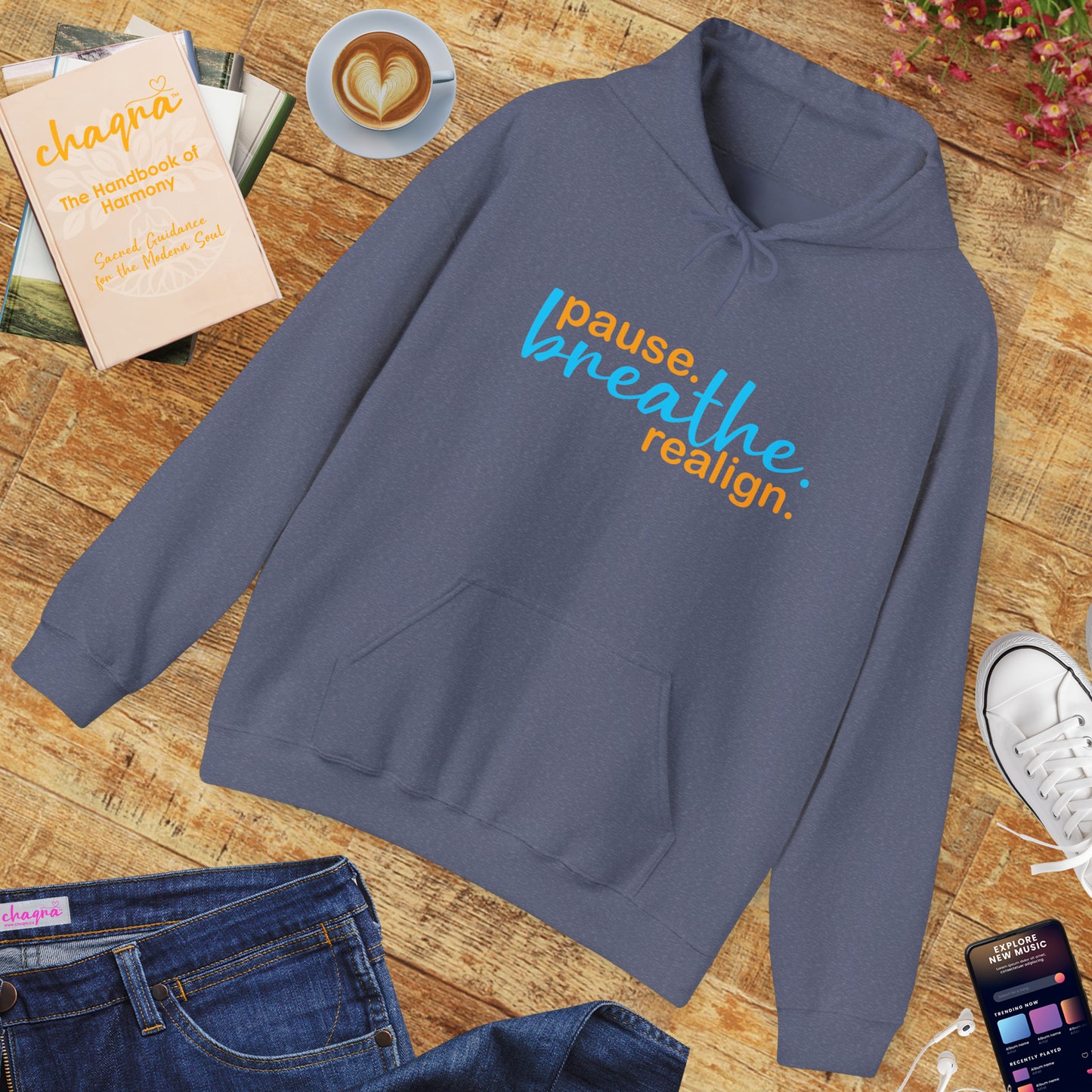 💛Mindful Pause Hooded Sweatshirt - "pause. breathe. realign."