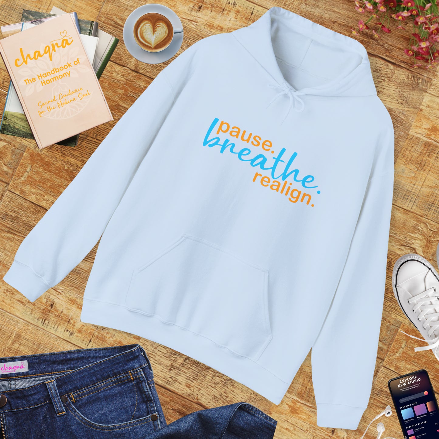 💛Mindful Pause Hooded Sweatshirt - "pause. breathe. realign."