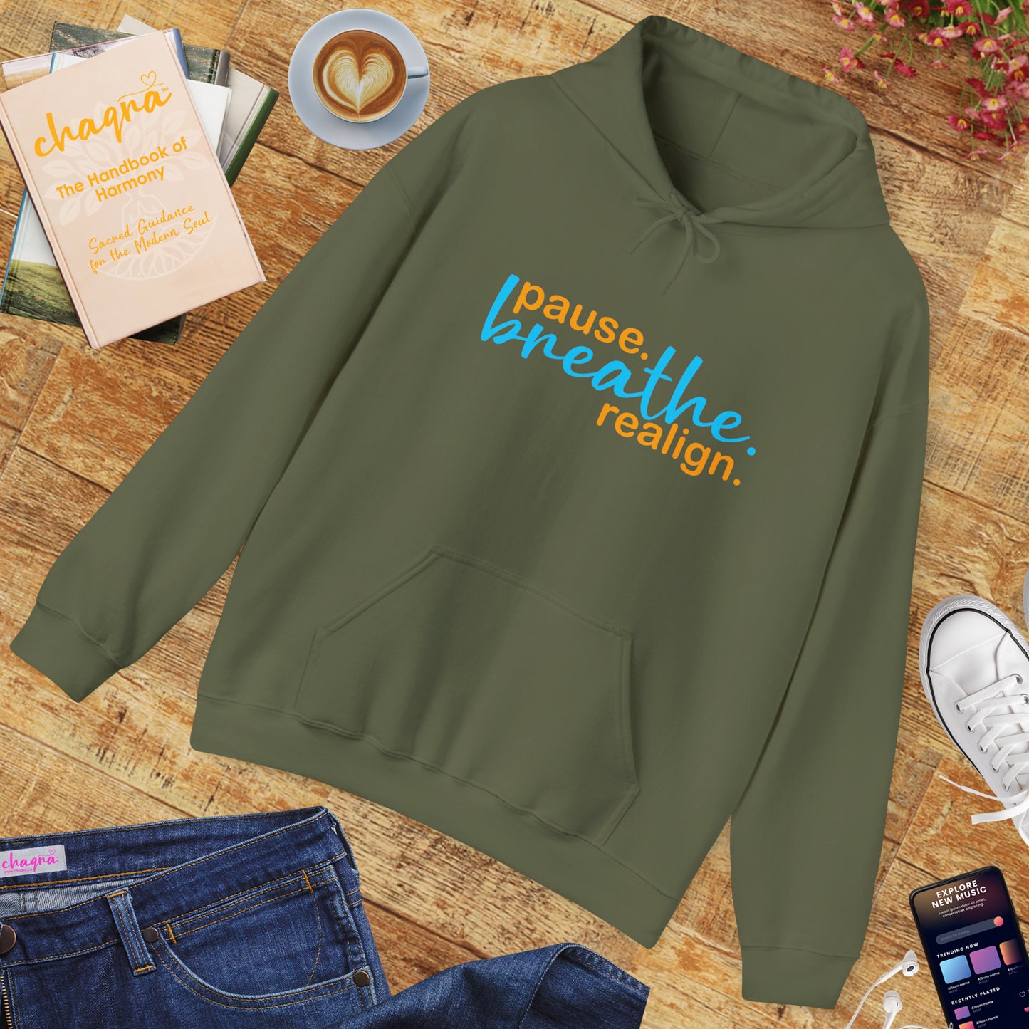 💛Mindful Pause Hooded Sweatshirt - "pause. breathe. realign."