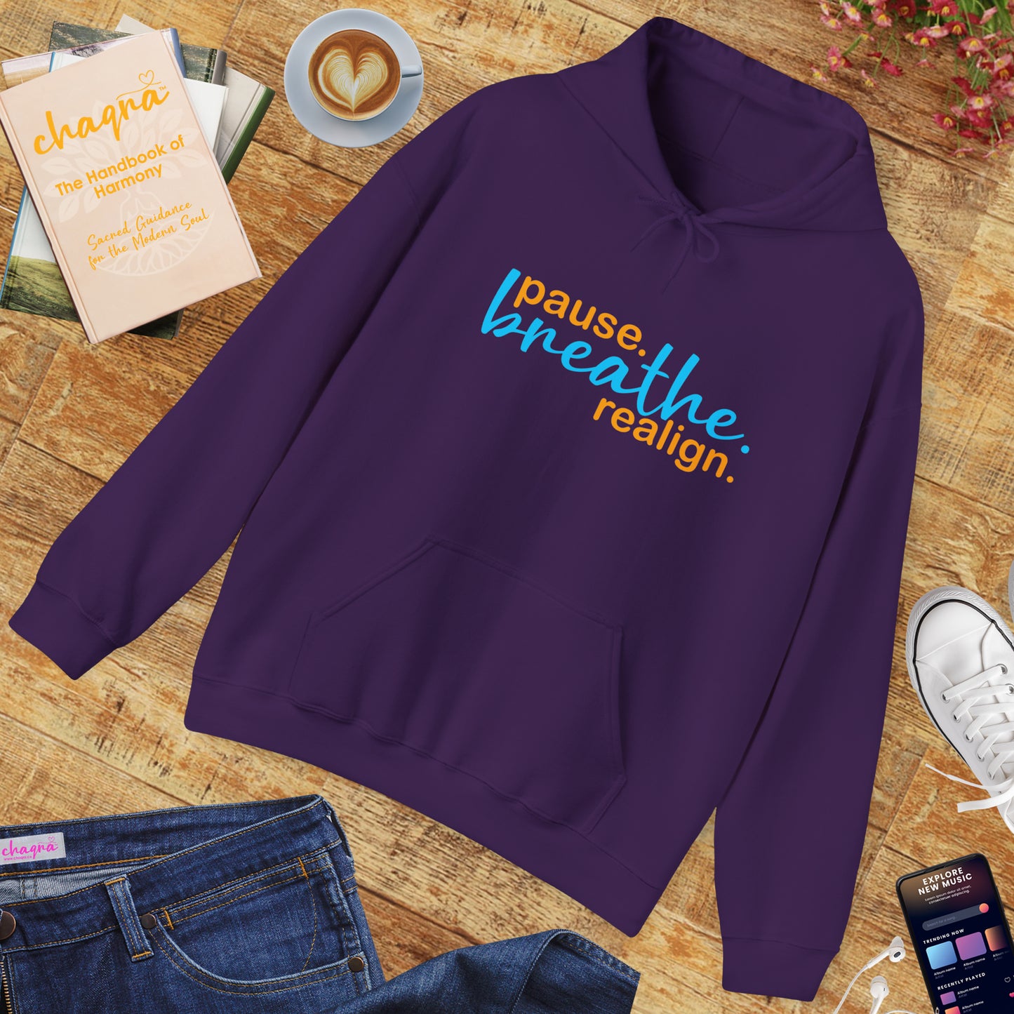 💛Mindful Pause Hooded Sweatshirt - "pause. breathe. realign."