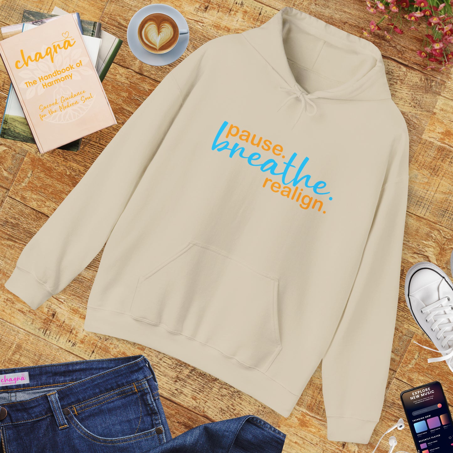 💛Mindful Pause Hooded Sweatshirt - "pause. breathe. realign."