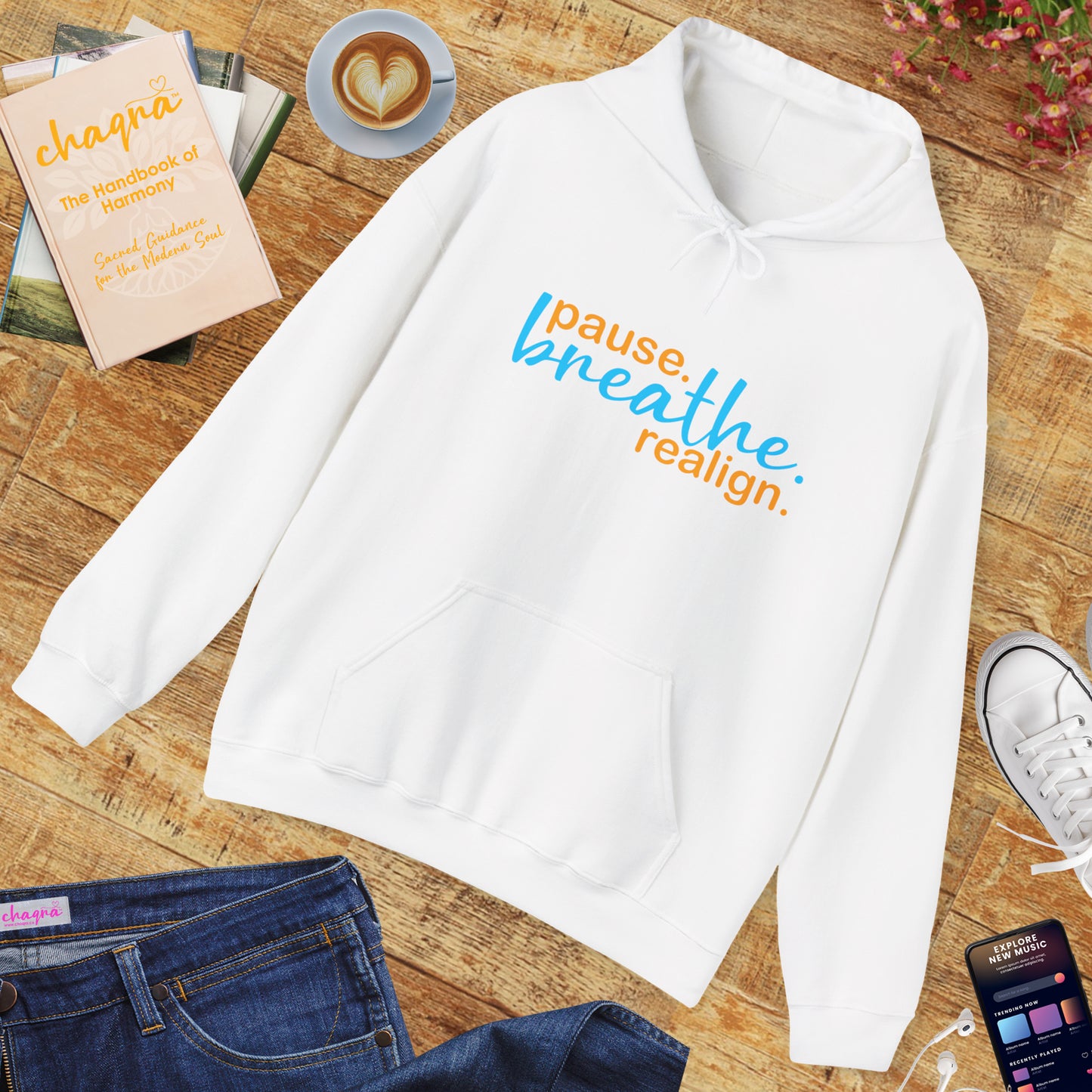 💛Mindful Pause Hooded Sweatshirt - "pause. breathe. realign."
