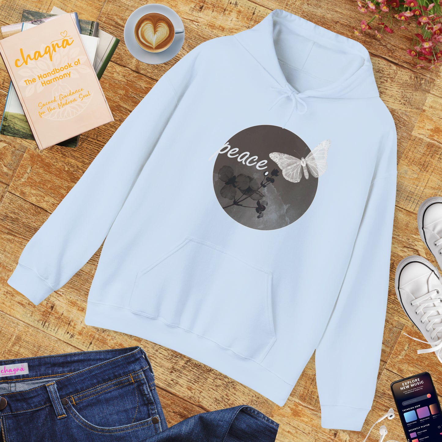 Peace Under the Moon Hoodie 🌙🦋🌸