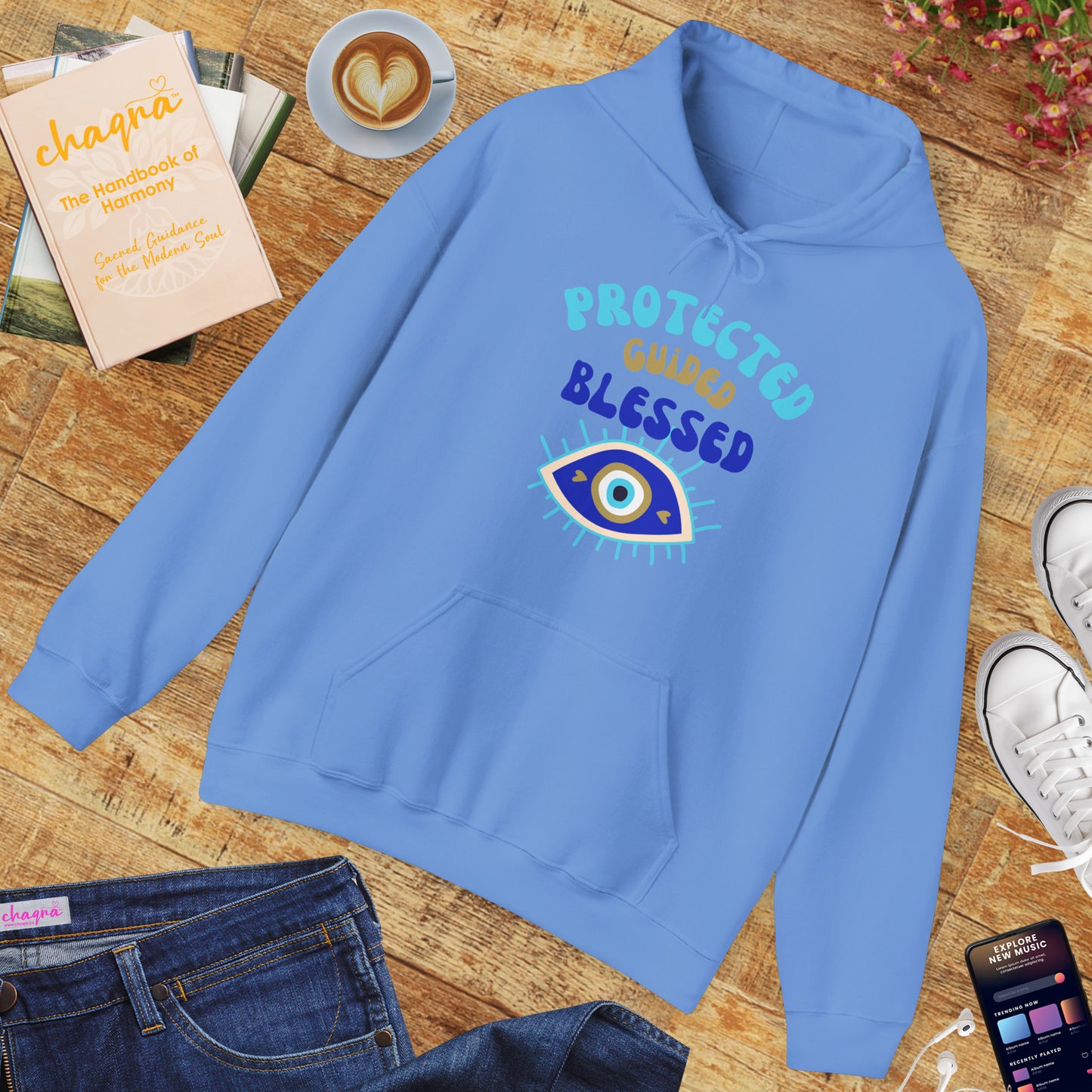 💙✨ Protected, Guided, Blessed Hoodie - Wear Your Shield of Light