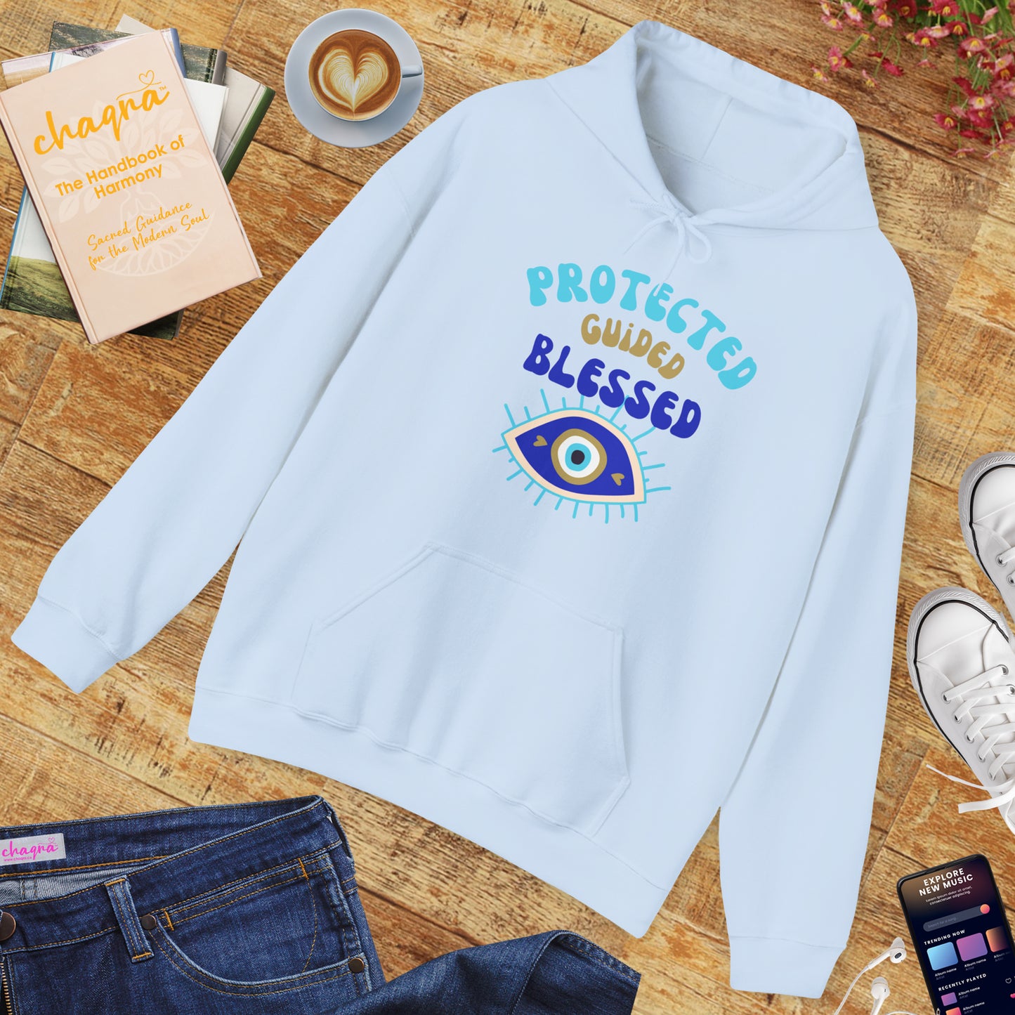 💙✨ Protected, Guided, Blessed Hoodie - Wear Your Shield of Light